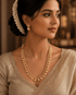 Premium Gold Plated Long CZ Temple Necklace Set