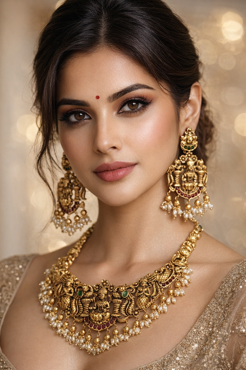 Gold Plated Premium Antique Necklace Set