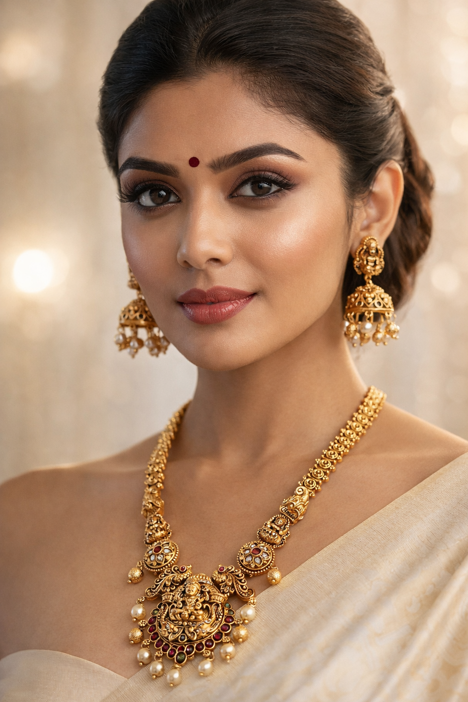 Gold Plated Premium Antique Necklace Set