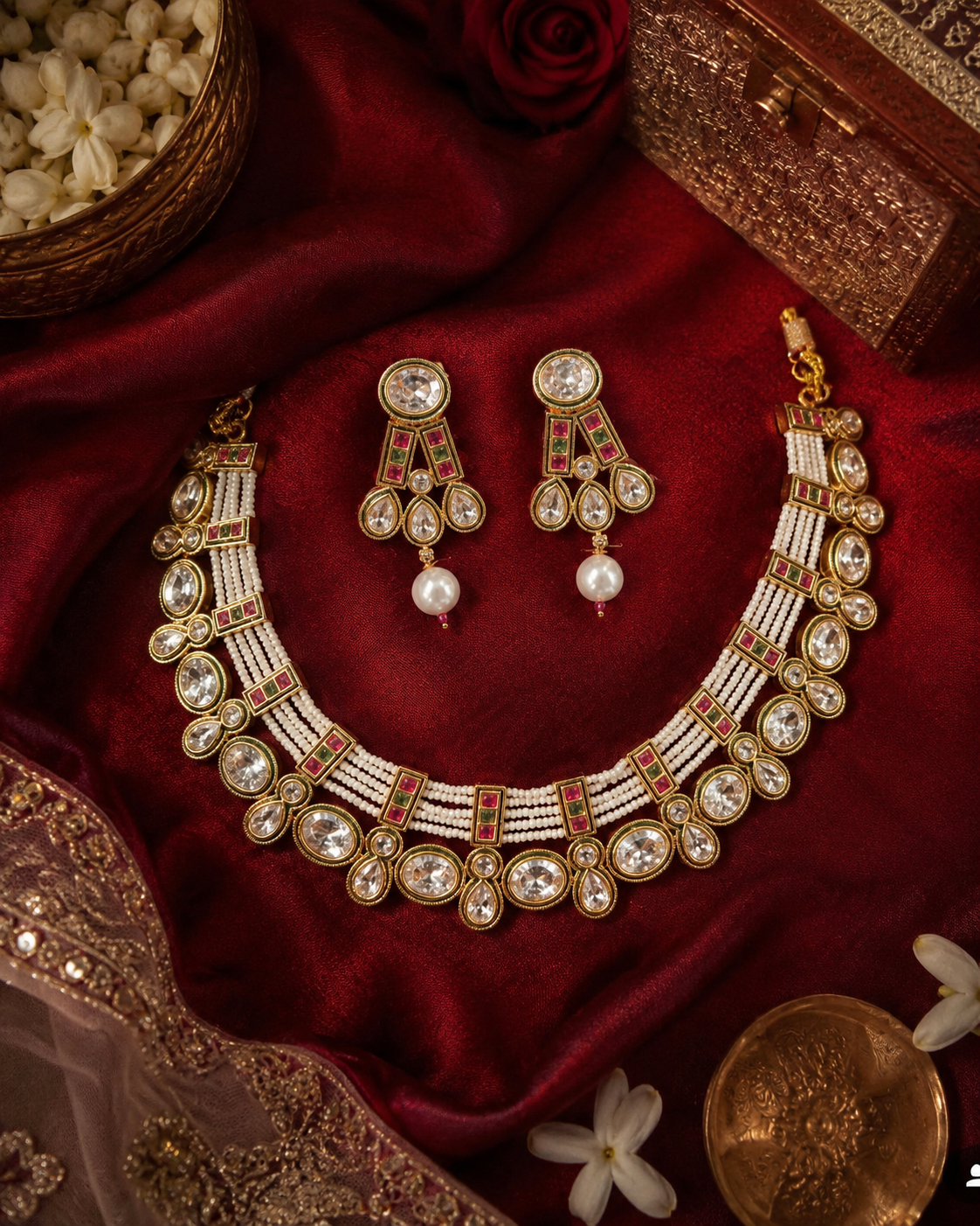 Gold Plated Premium Pearl Choer nekclace Set