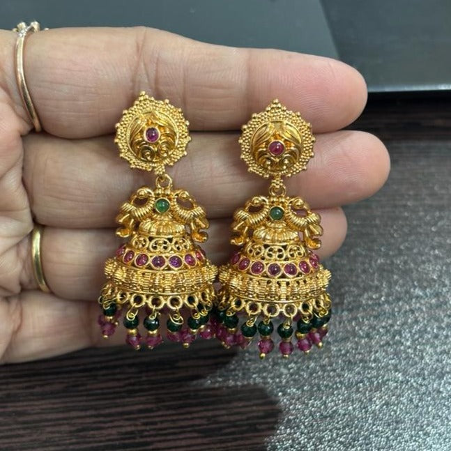 Classic Gold Plated Jhumkas Earrings 17336N