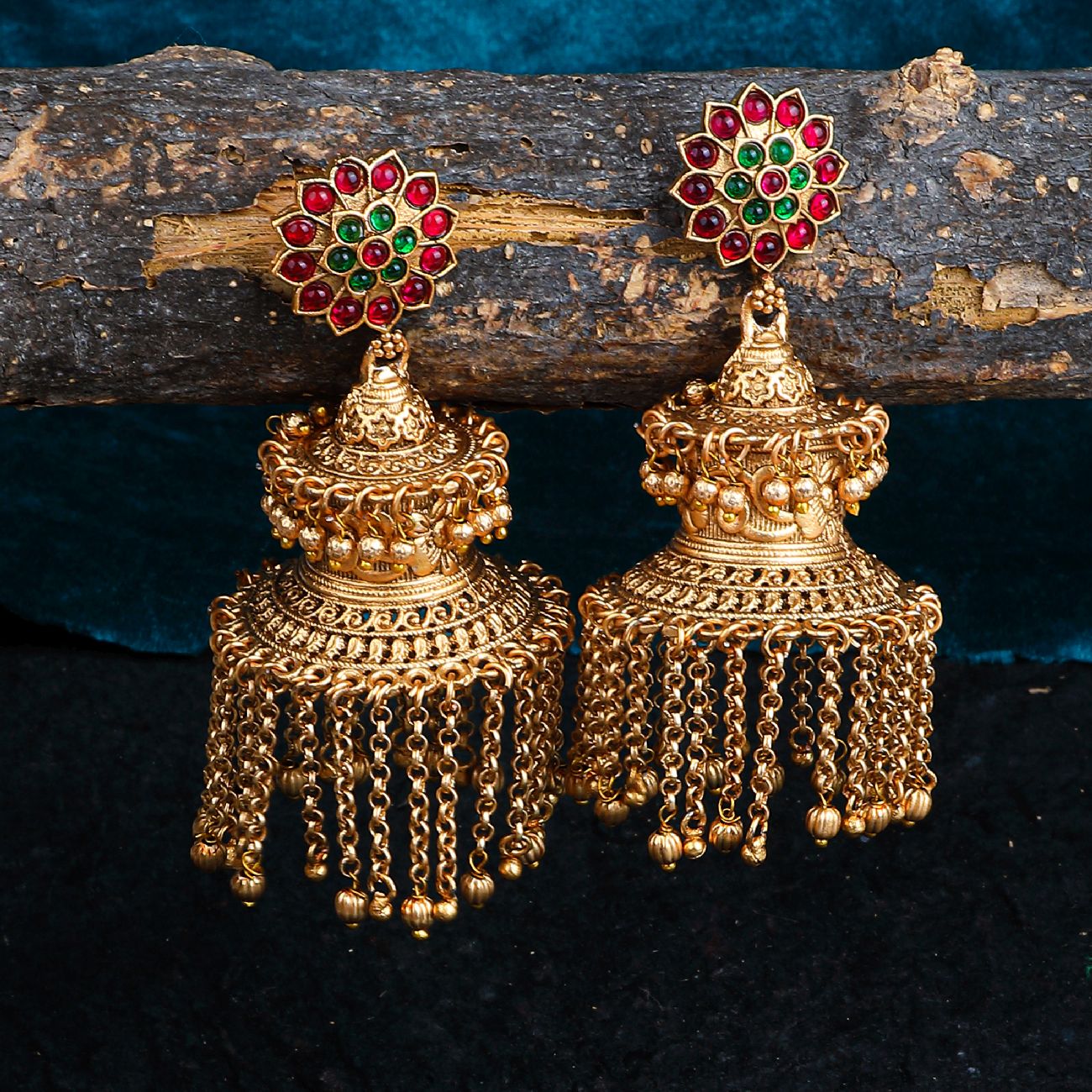 Classic Temple Jhumki Earrings 16861N