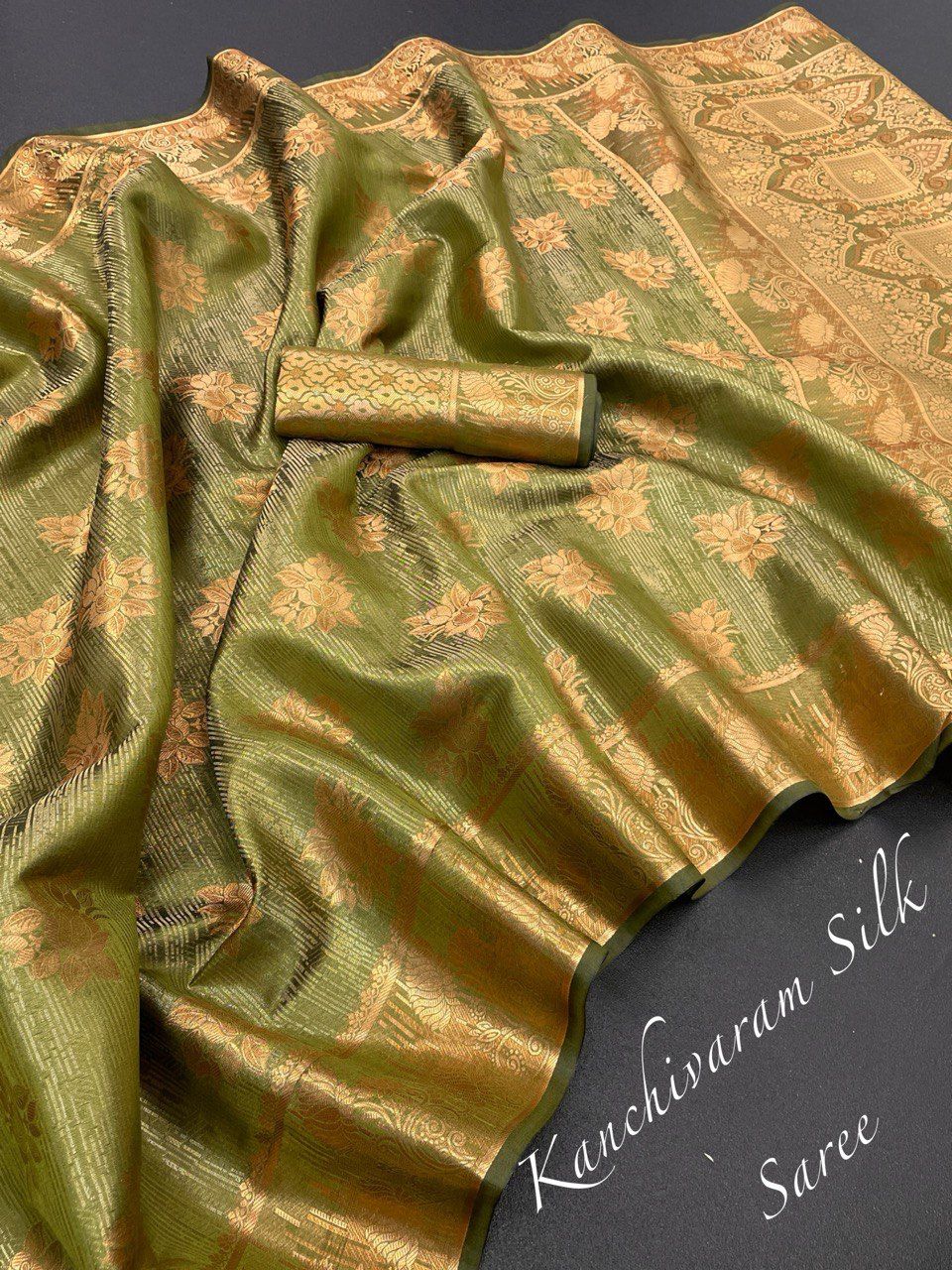 Copper Zari in Dharmavaram silk with Rich Designer Border Saree 20041N