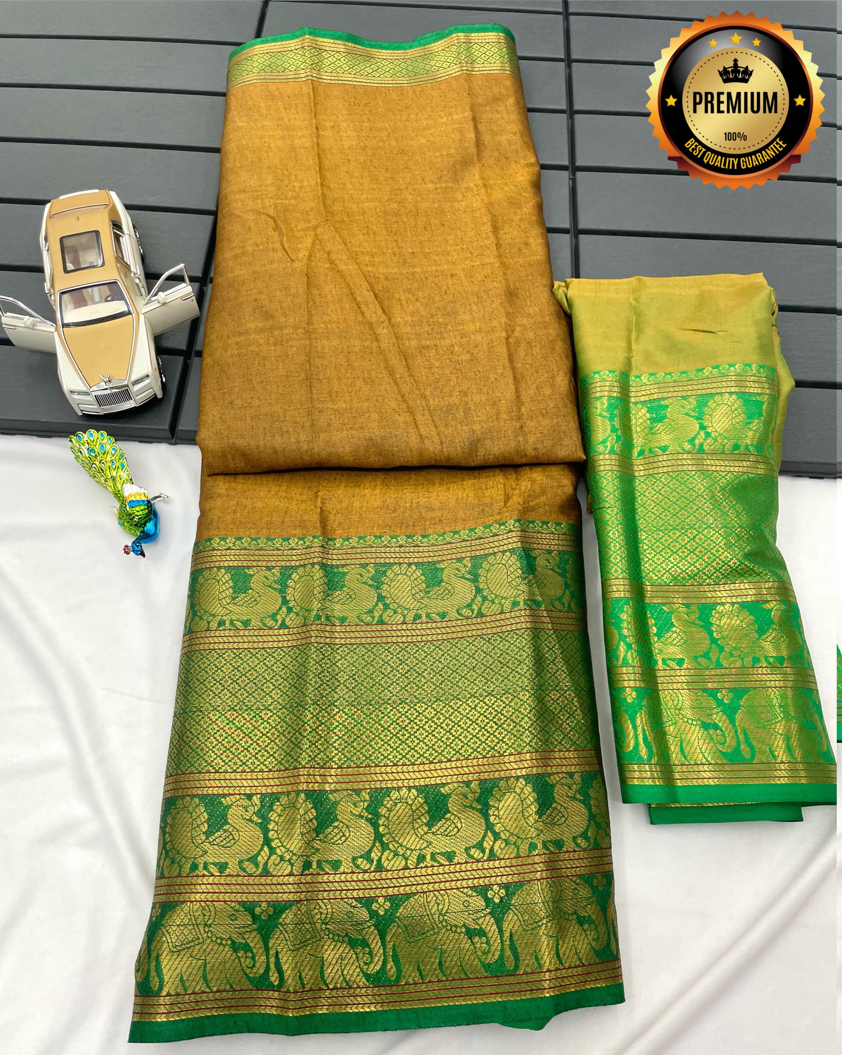 Cotton Blend Pure Silk Saree with amazingly designed using golden zari 18059N