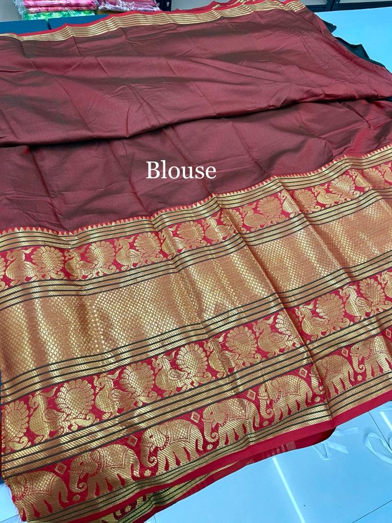 Cotton Blend Semi-Silk Saree with amazingly designed using golden zari 19359N