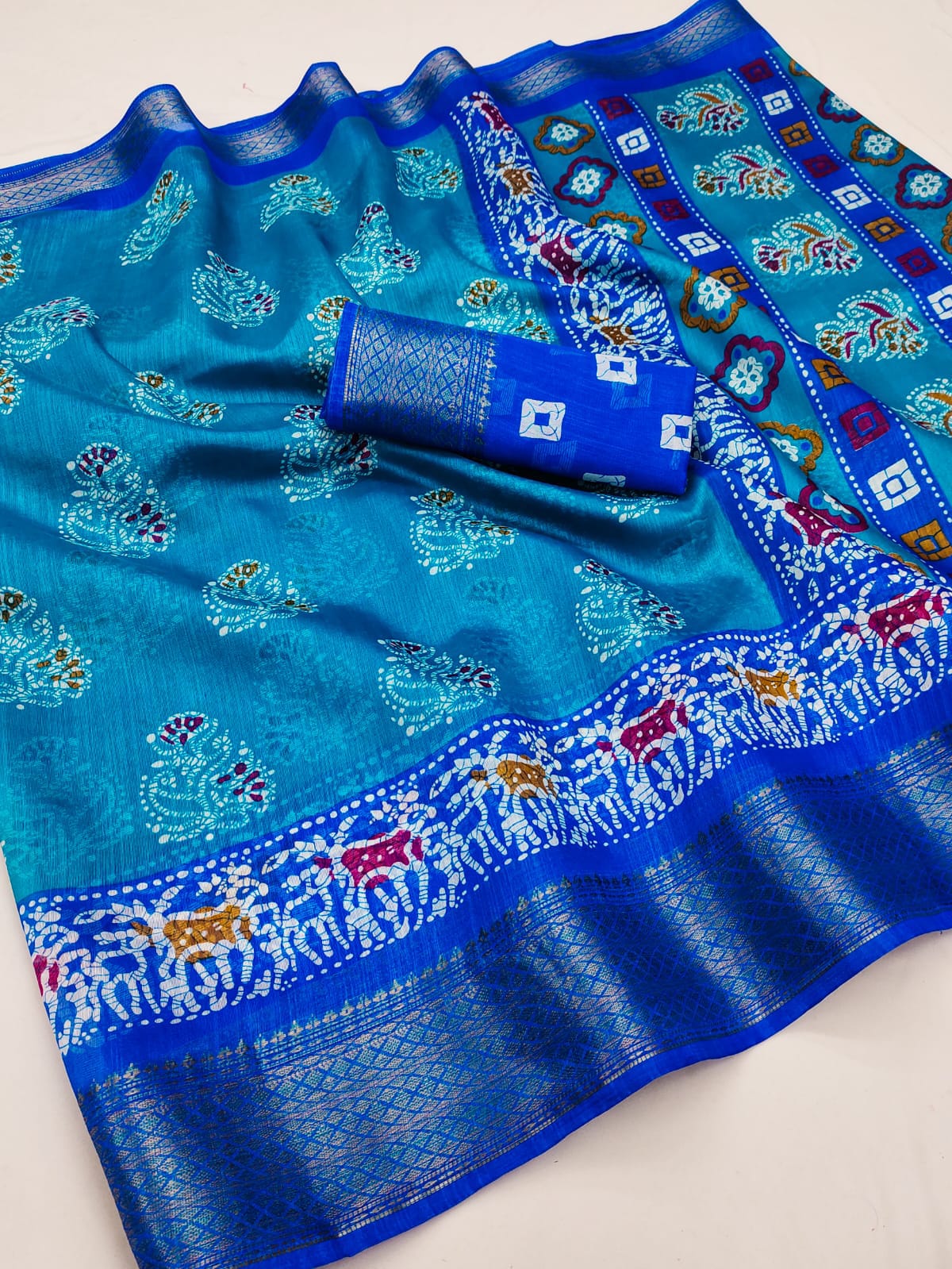 Cotton Semi-silk with Broad contrast jacquard work border saree 19917N