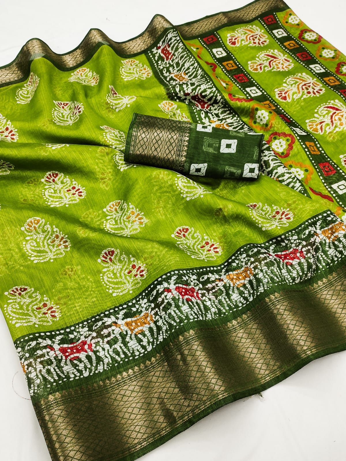 Cotton Semi-silk with Broad contrast jacquard work border saree 19917N