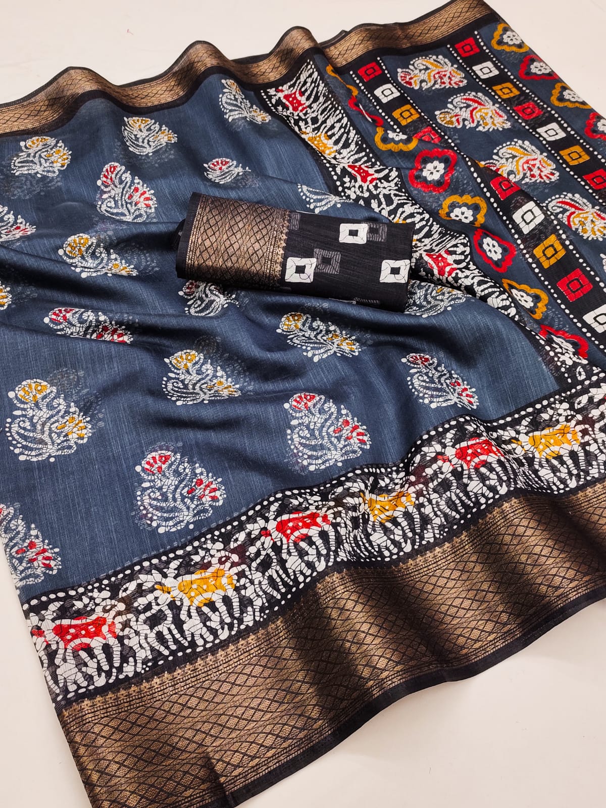 Cotton Semi-silk with Broad contrast jacquard work border saree 19921N