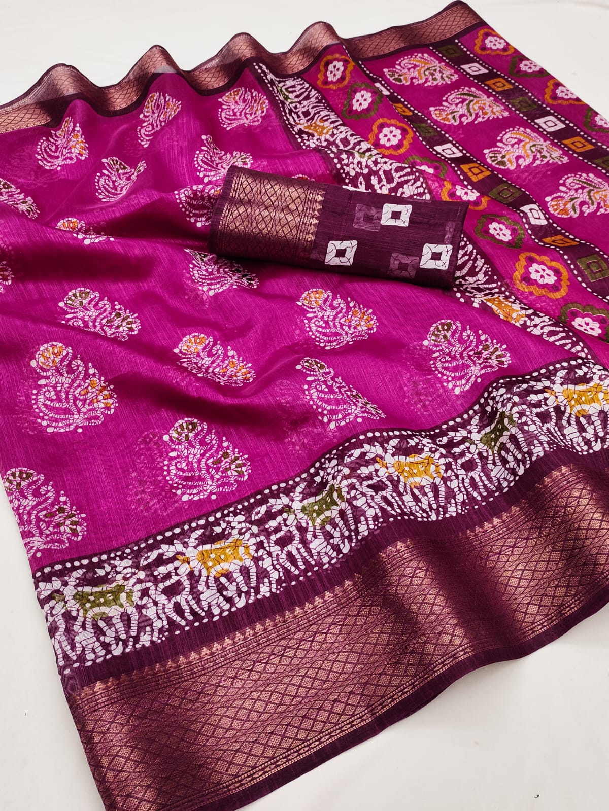 Cotton Semi-silk with Broad contrast jacquard work border saree 19921N
