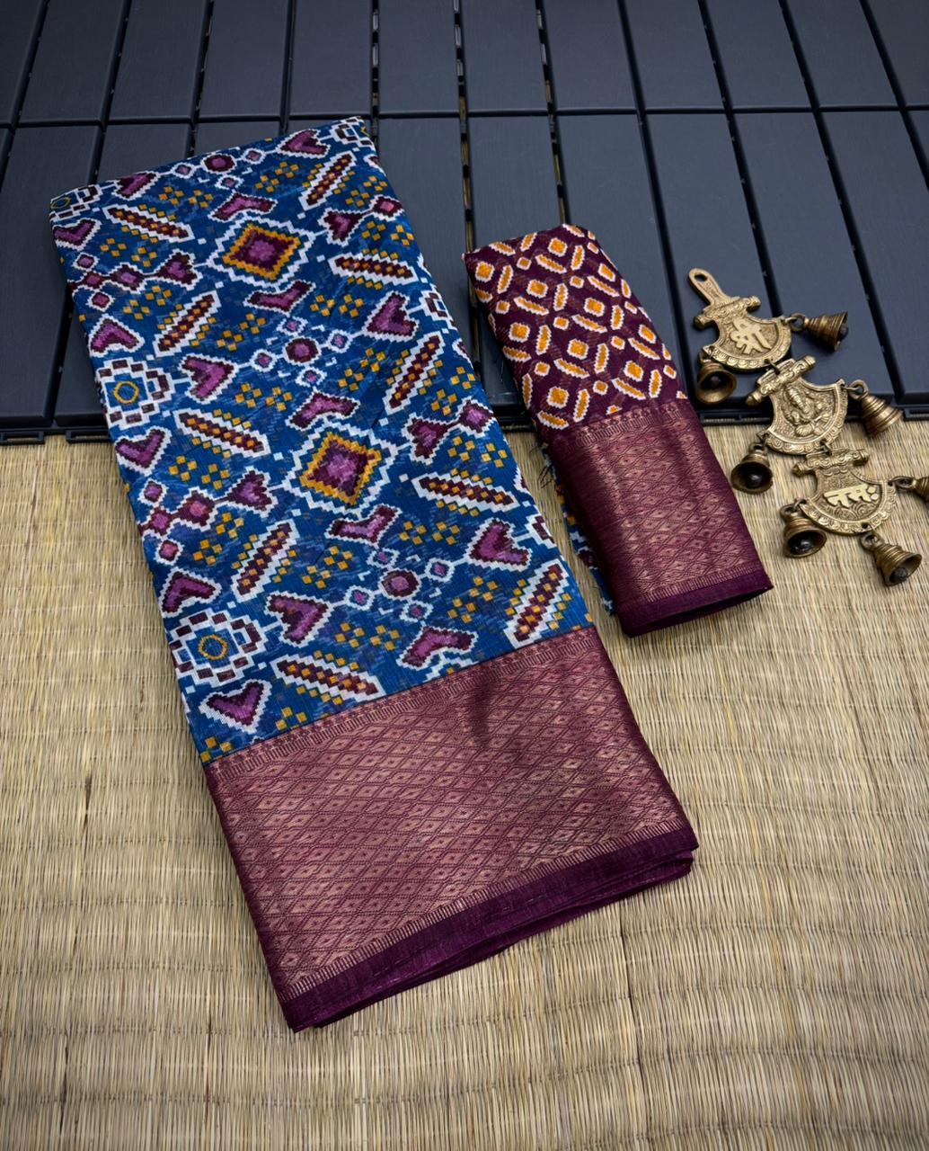 Cotton Semi-silk with Broad contrast jacquard work border saree 20886N