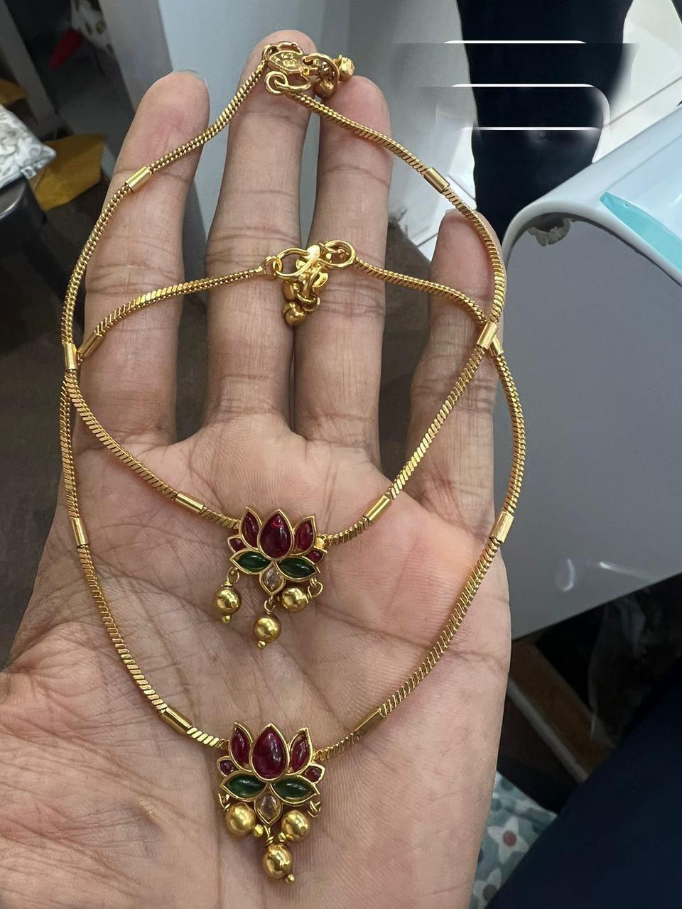 Designer Anklet /Payal Lotus concept 18288N - Griiham
