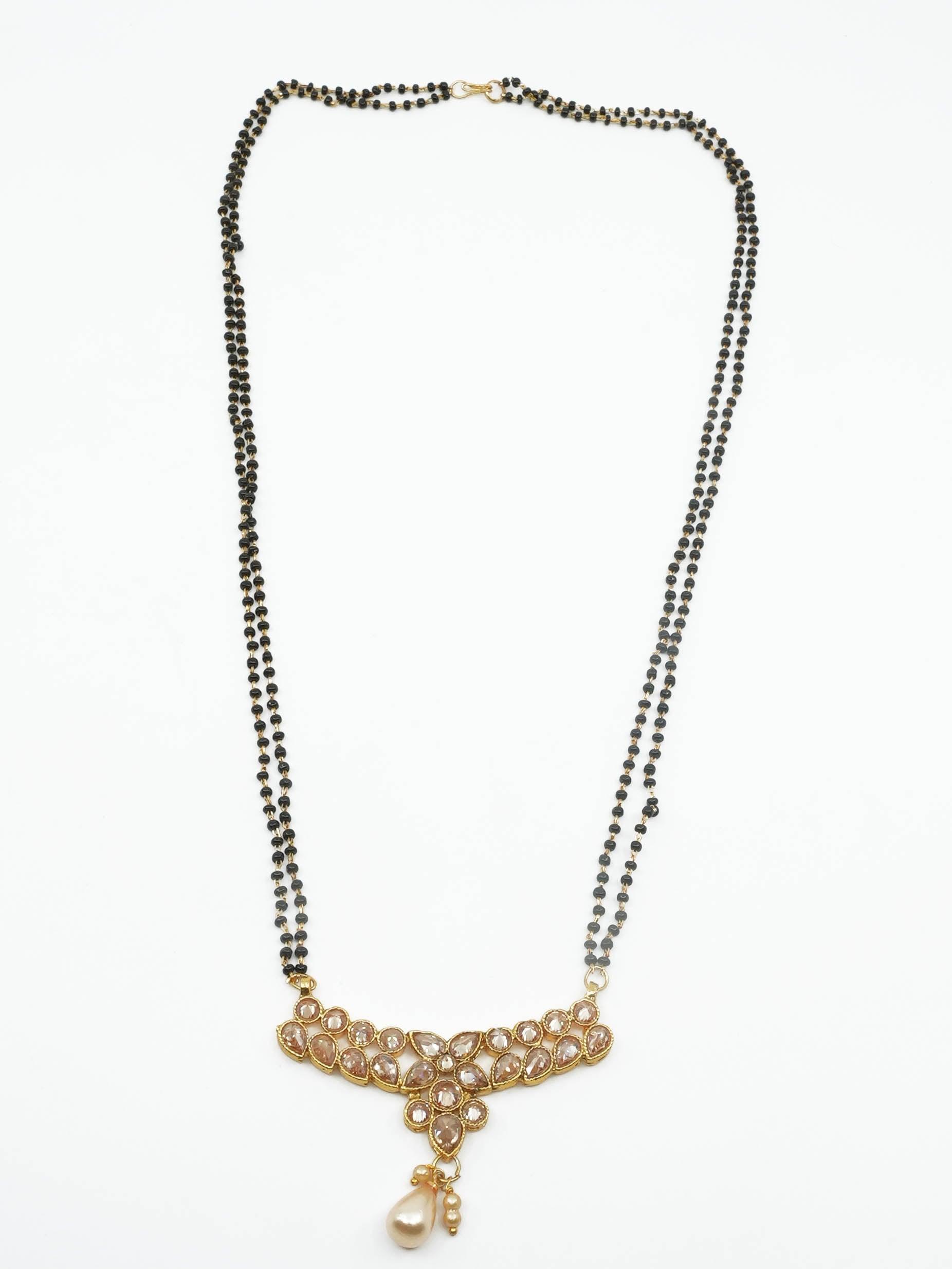 Designer Black bead antique polish managalsutram Mangalya 22 inches - Griiham