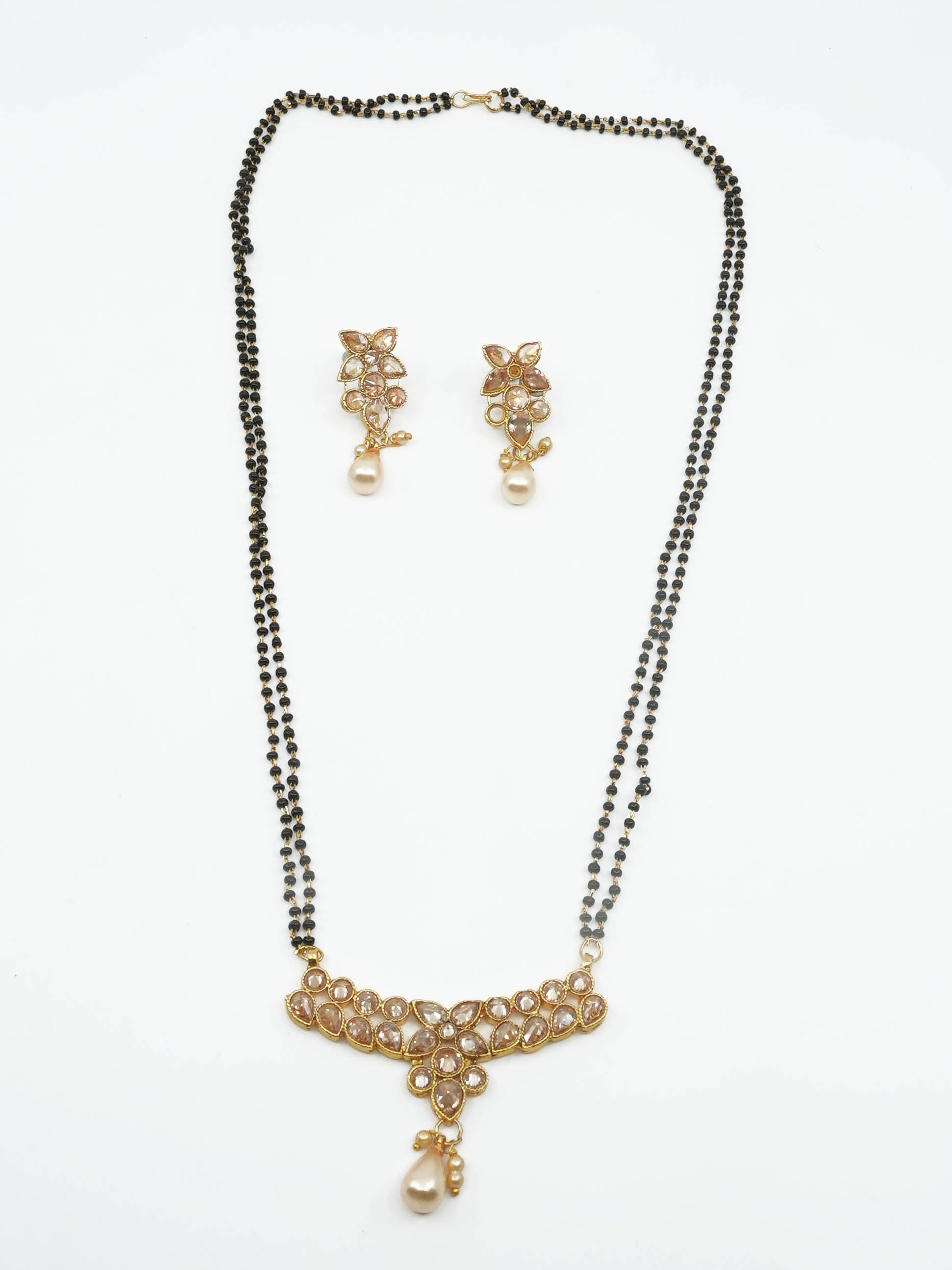 Designer Black bead antique polish managalsutram Mangalya 22 inches - Griiham