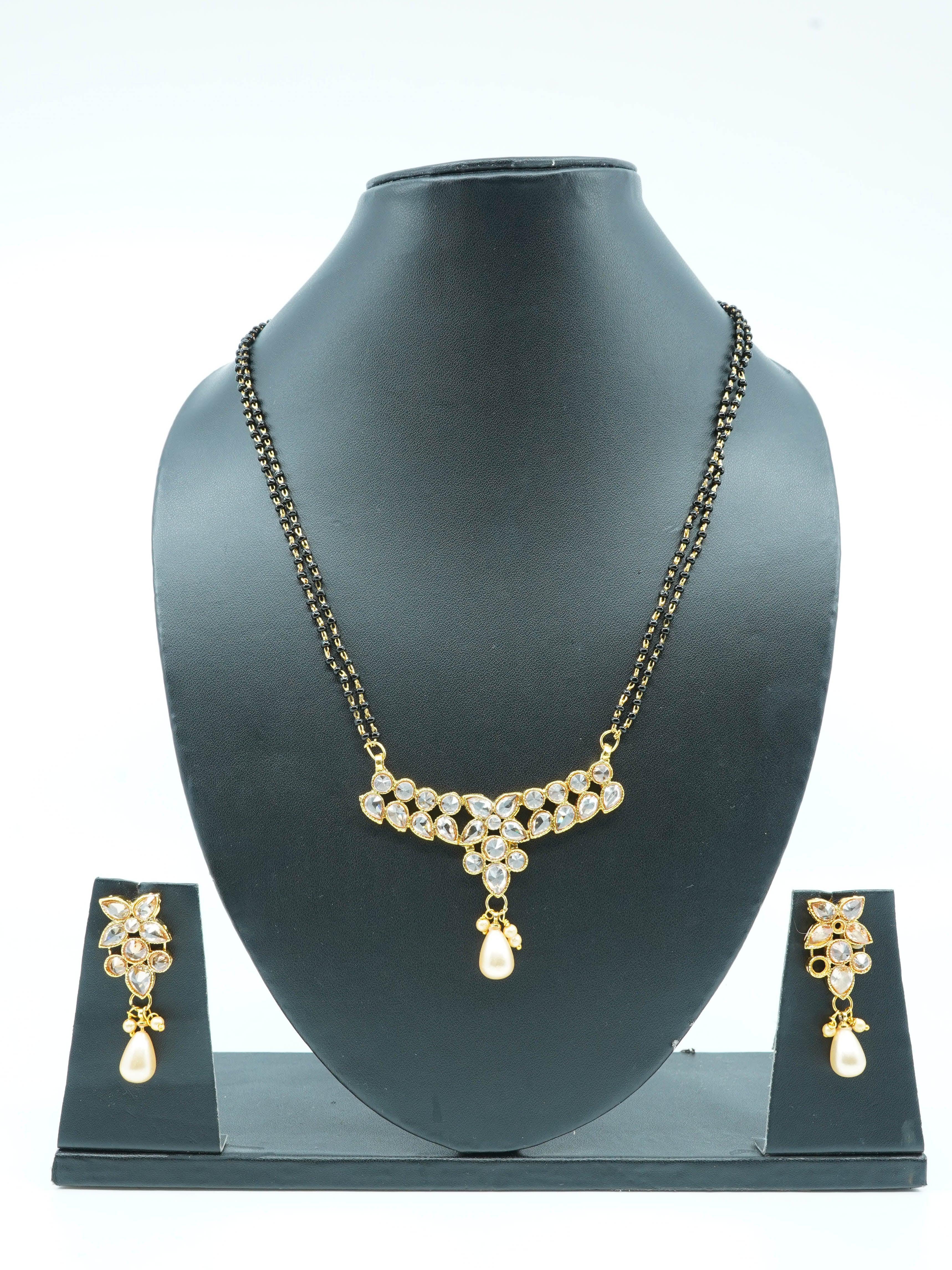 Designer Black bead antique polish managalsutram Mangalya 22 inches - Griiham