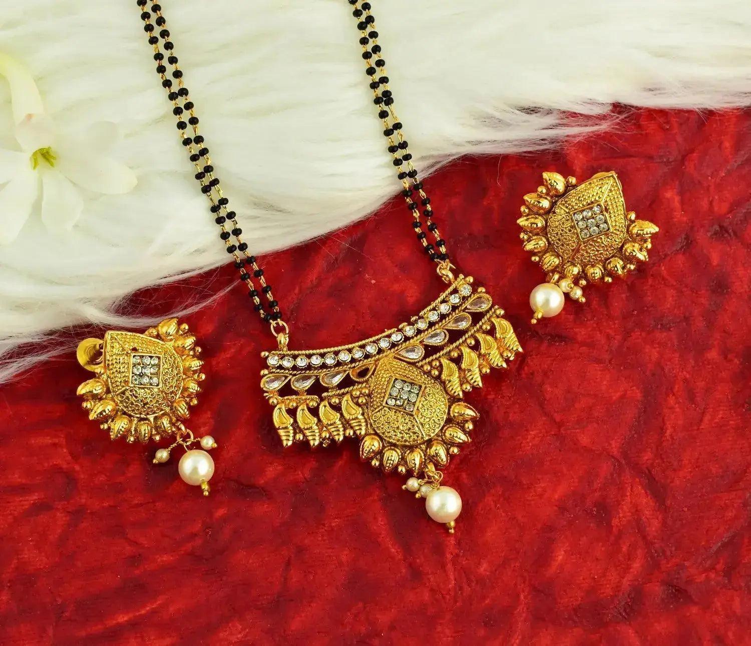 Designer Black bead antique polish managalsutram Mangalya 22 inches vg025 MAB01-300-979N