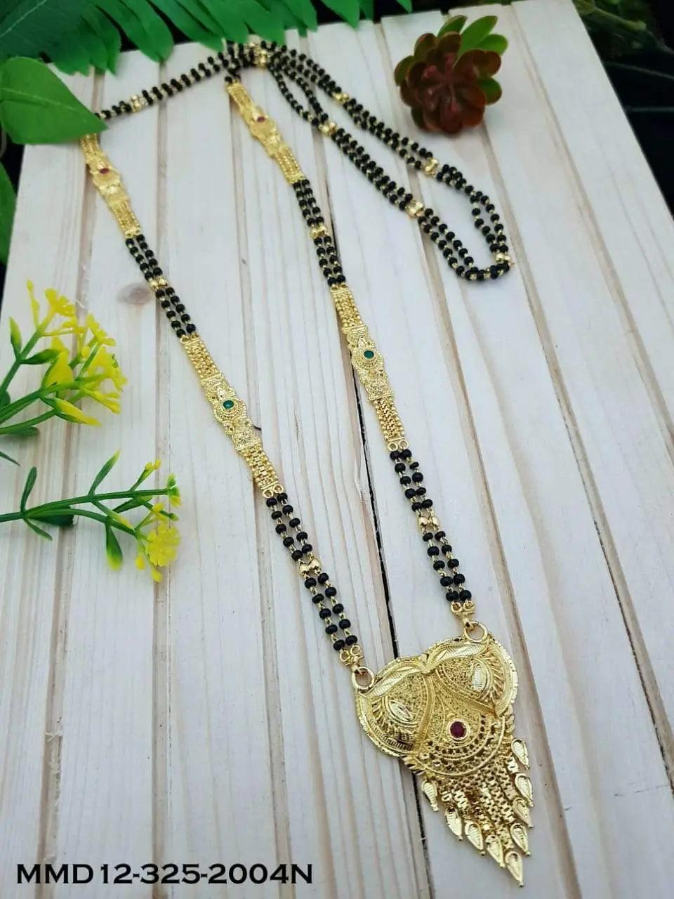 Designer Black bead antique polish managalsutram Mangalya 30 inches MMD12-325-2004N