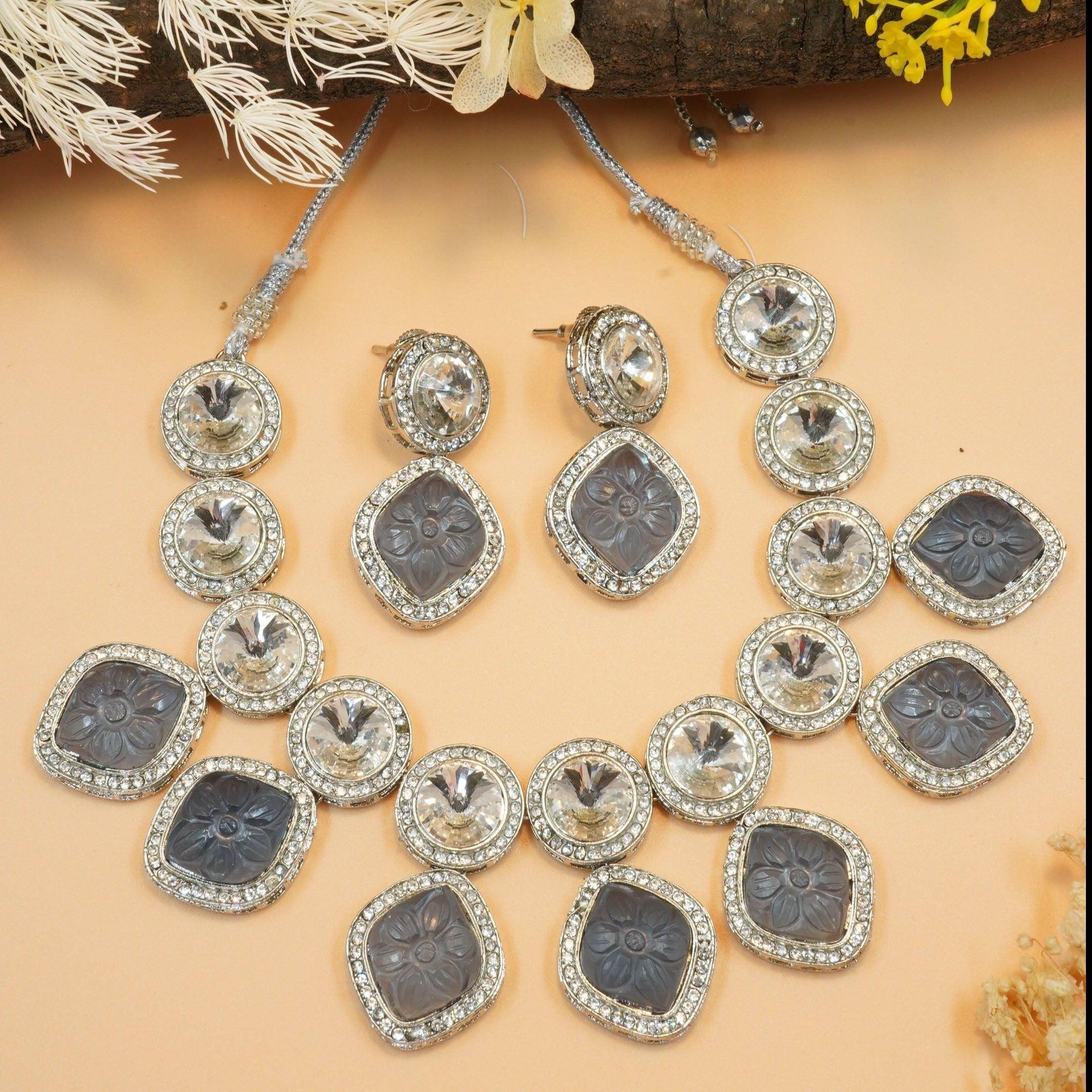Designer Monalisa colored stones Necklace set - Griiham