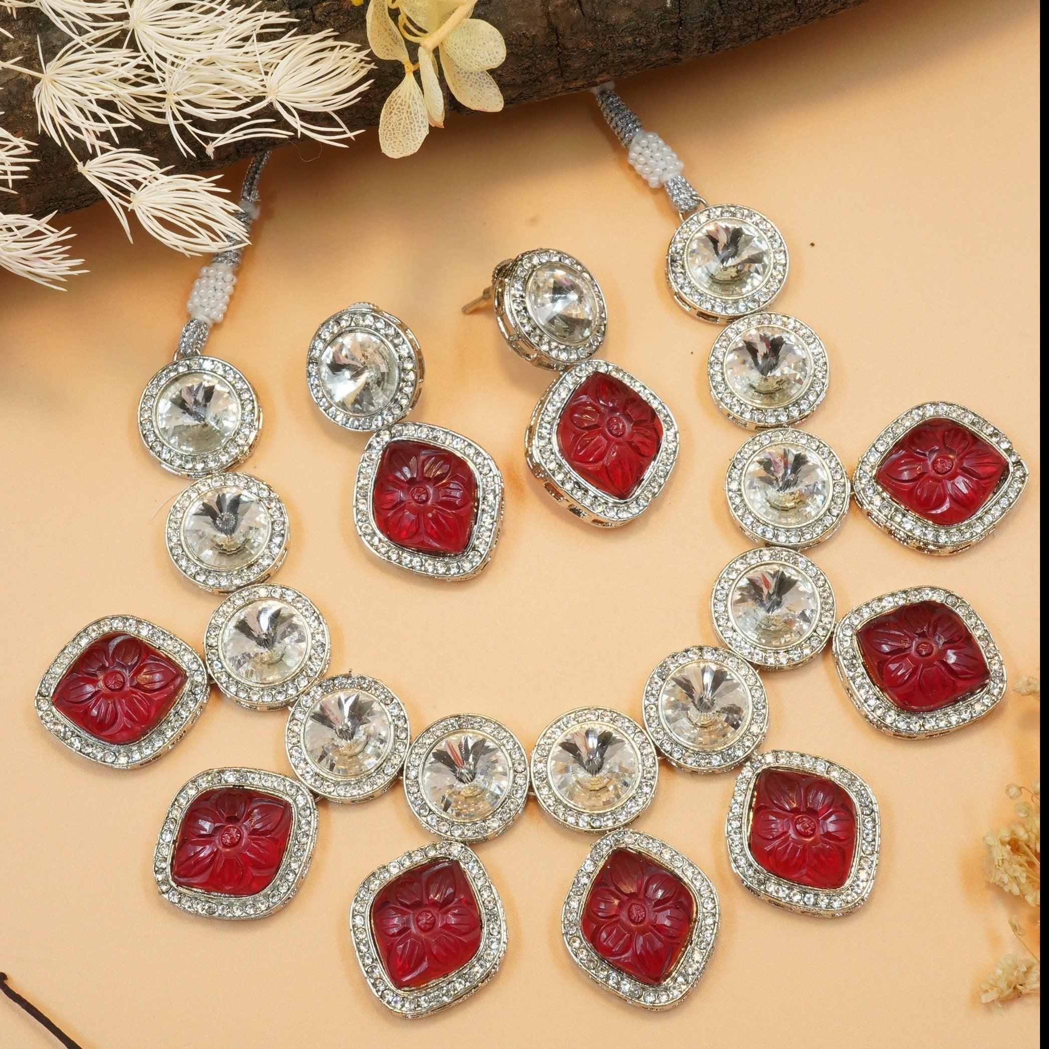 Designer Monalisa colored stones Necklace set - Griiham