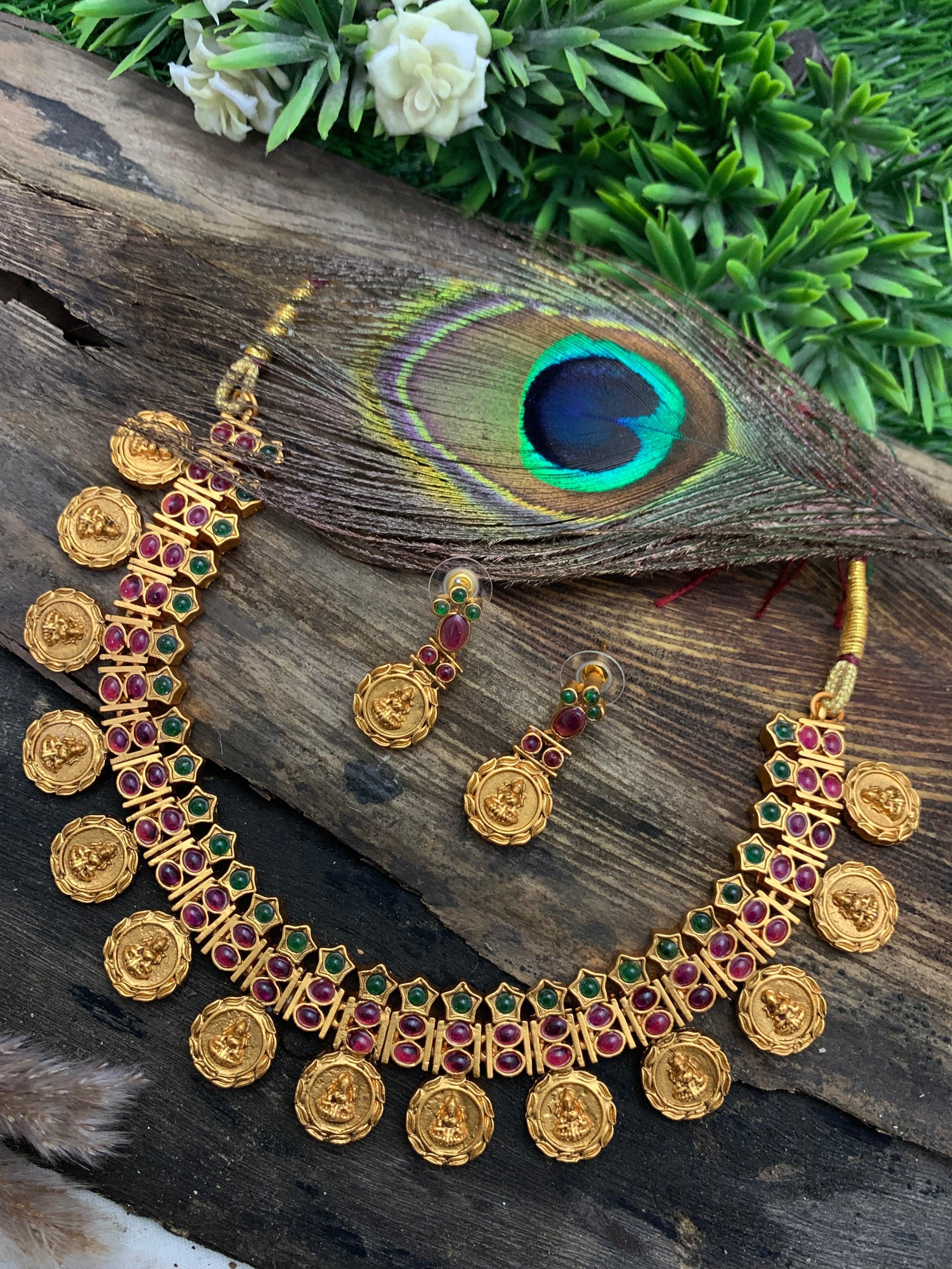 Designer Real kempu Multicolor necklace set Haram 8341N
