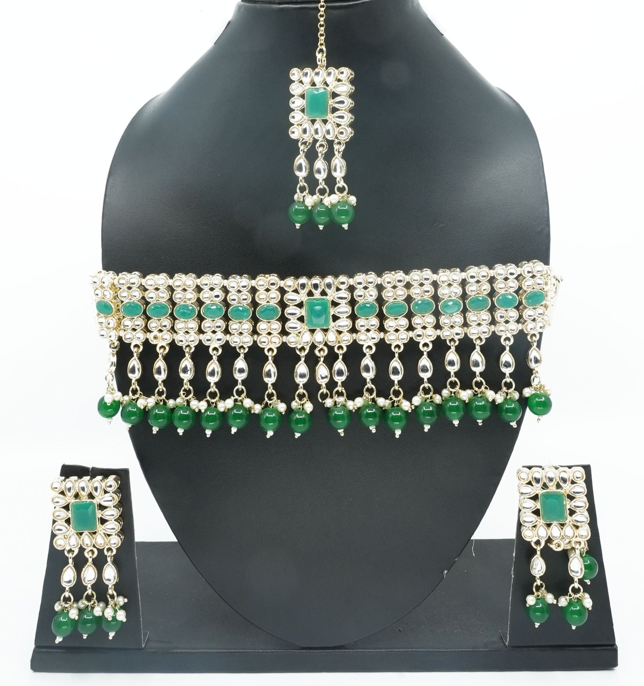 Designer colored stones choker Necklace set 11345N
