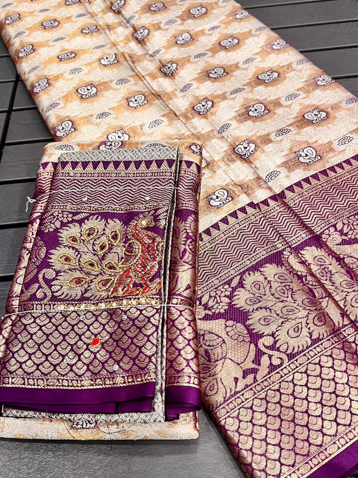 Designer khatli work Banarasi  Semi silk sarees 18621N