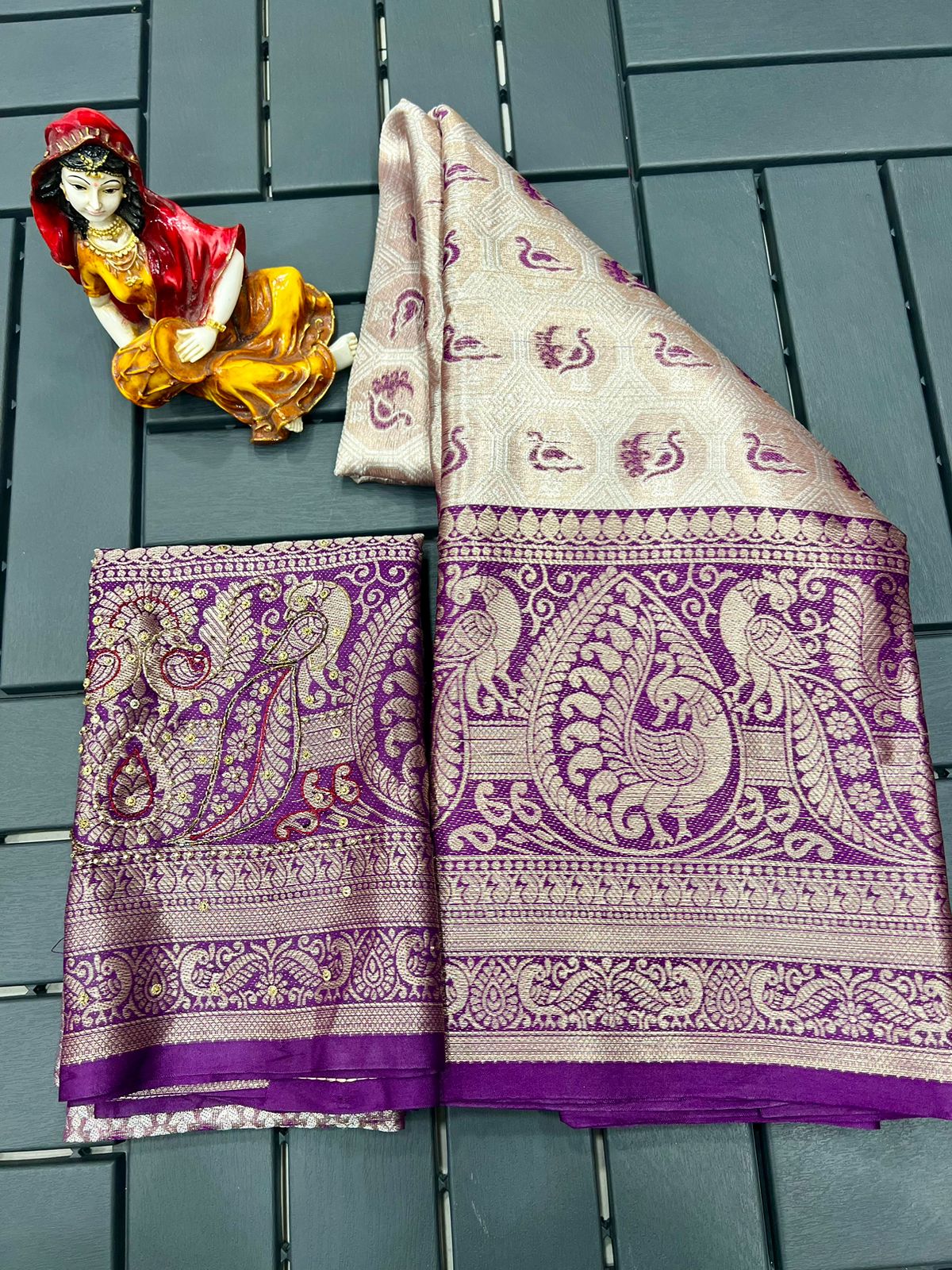 Designer khatli work Banarasi  Semi silk sarees 18825N