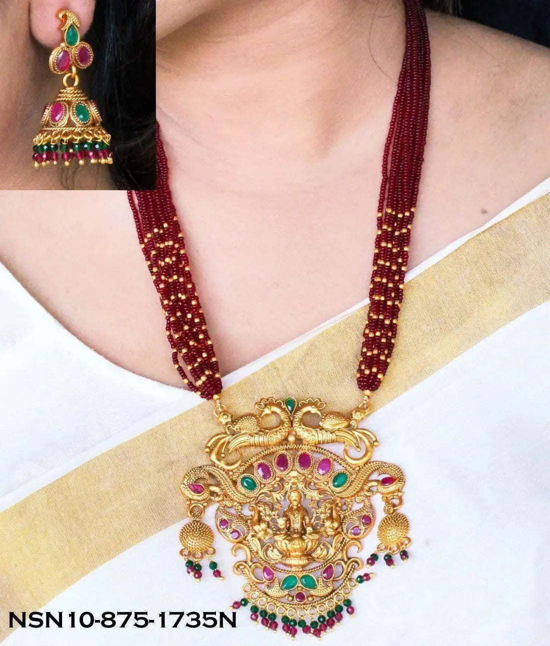 Devasree Collection Gold Plated Premium Exclusive Lakshmi Pendant Set PSN10-875-1735N