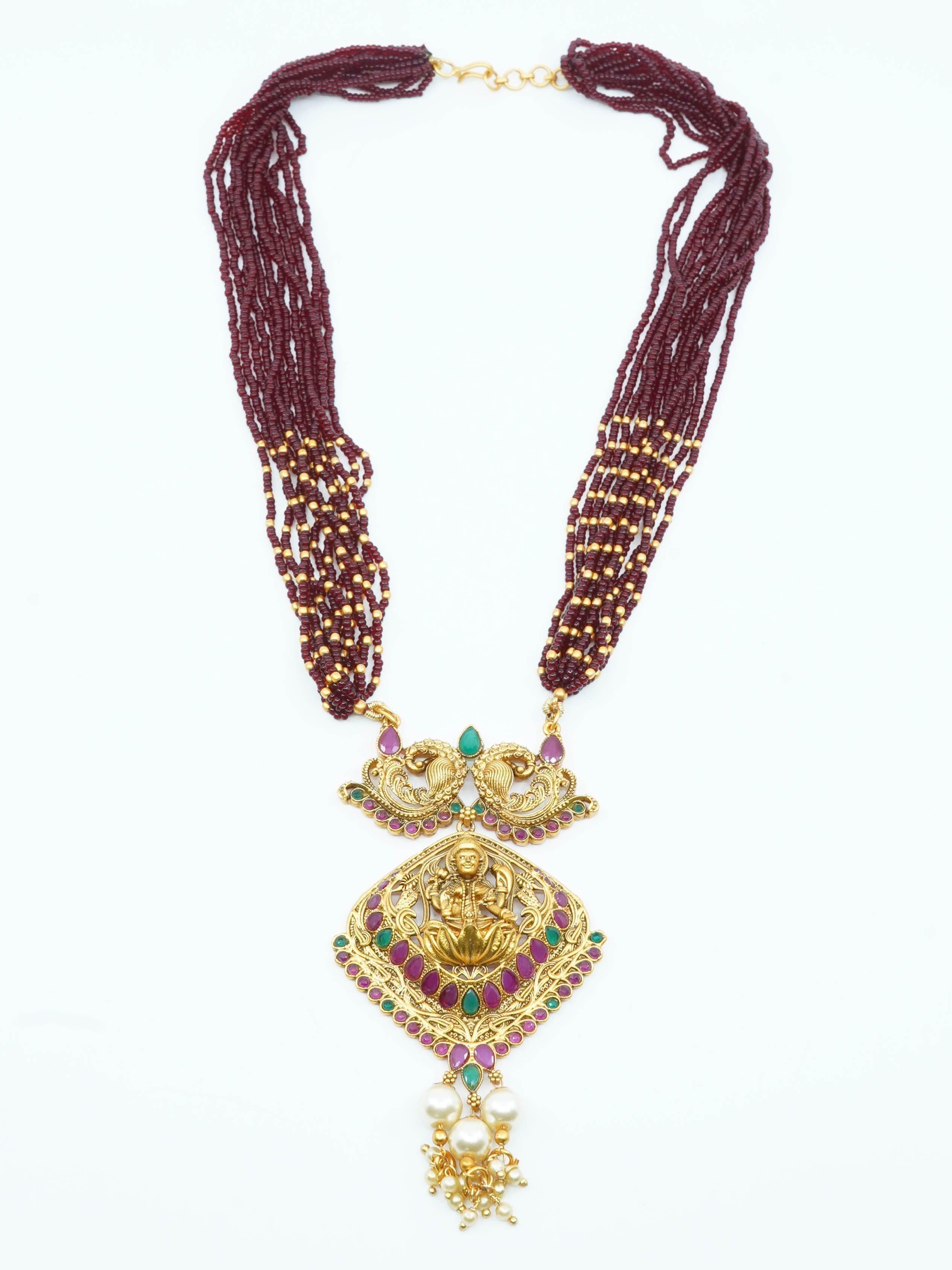 Devasree Collection Gold Plated Premium Exclusive Pendant Set - Griiham