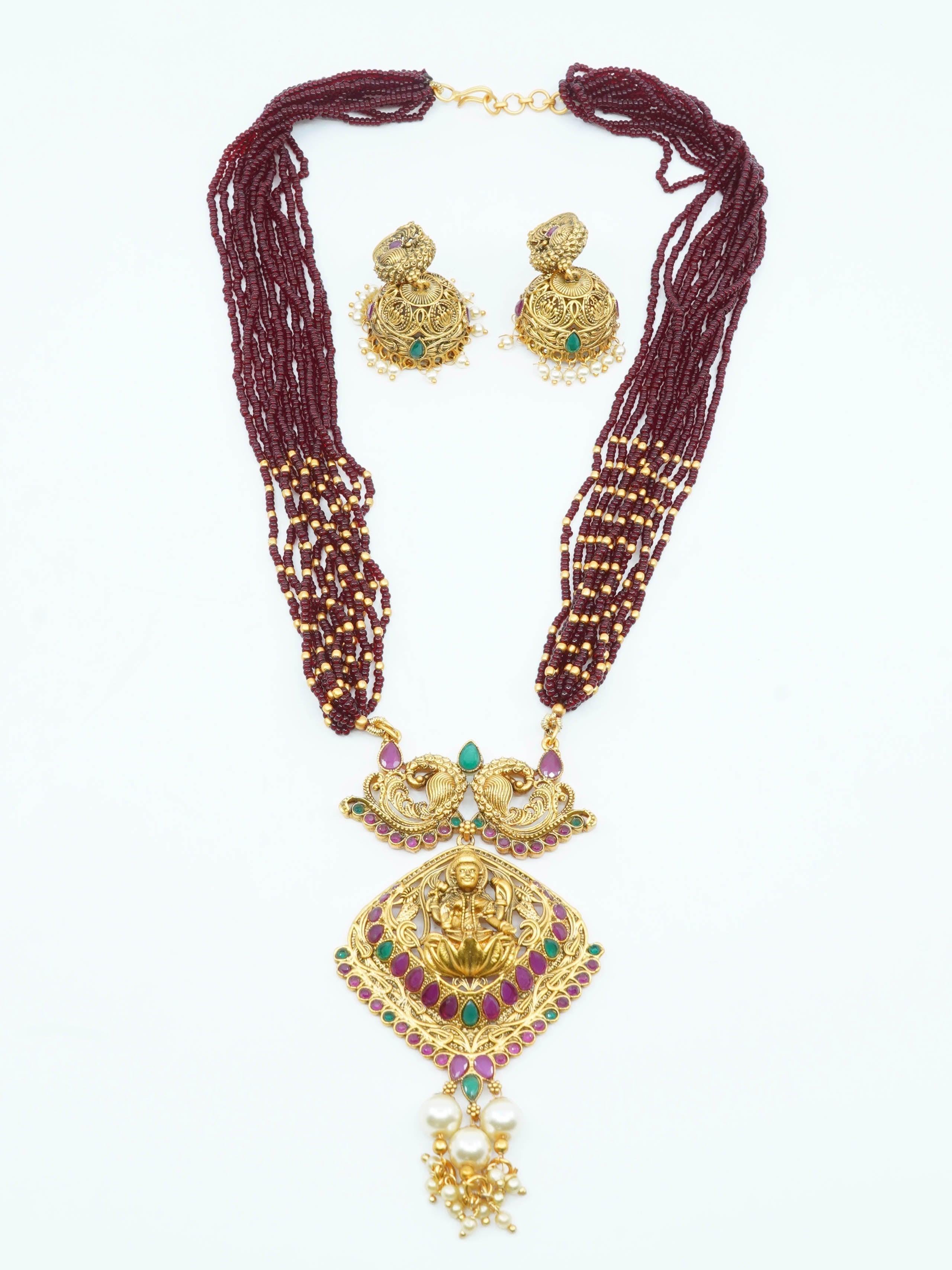 Devasree Collection Gold Plated Premium Exclusive Pendant Set - Griiham