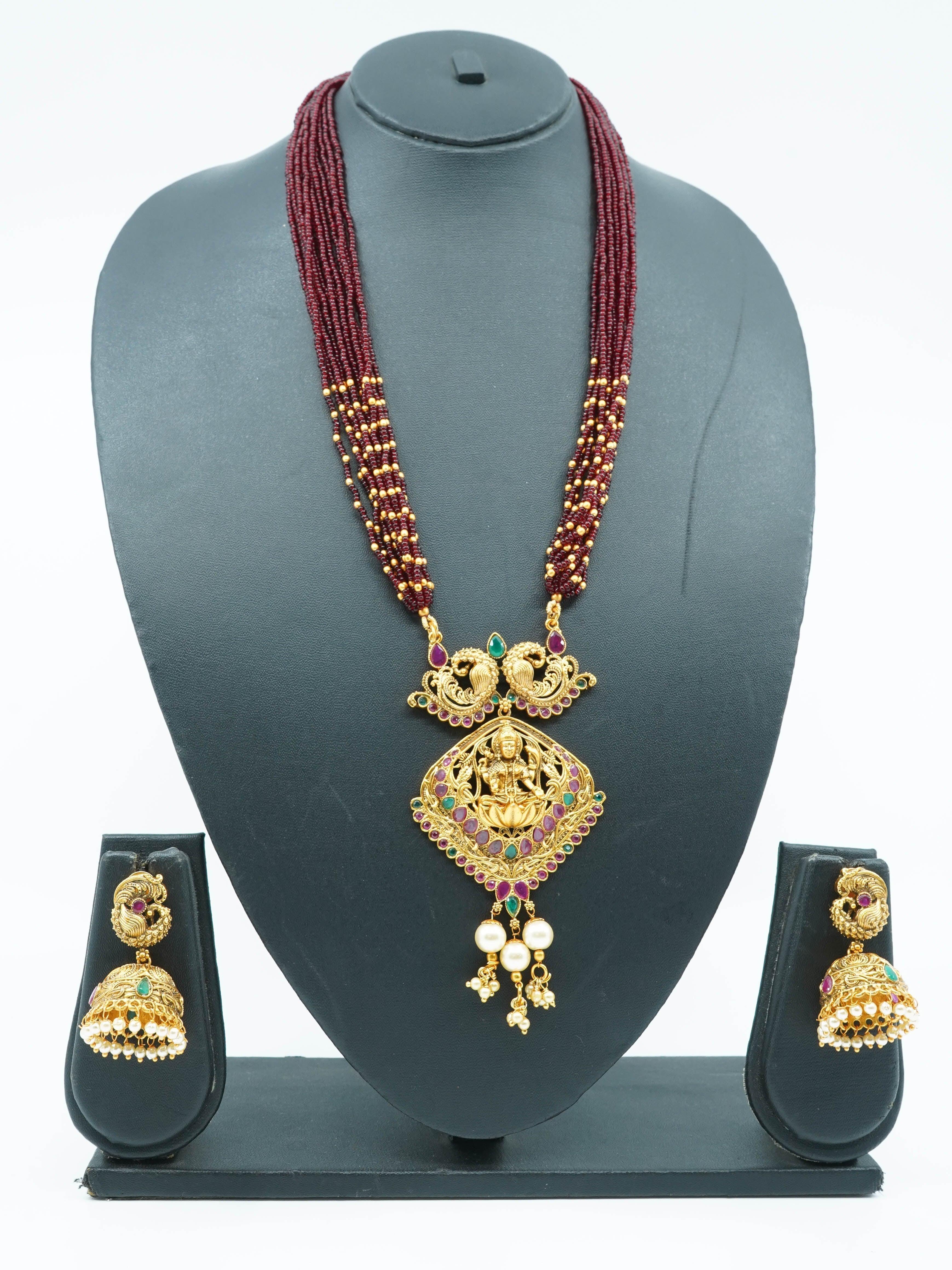 Devasree Collection Gold Plated Premium Exclusive Pendant Set - Griiham