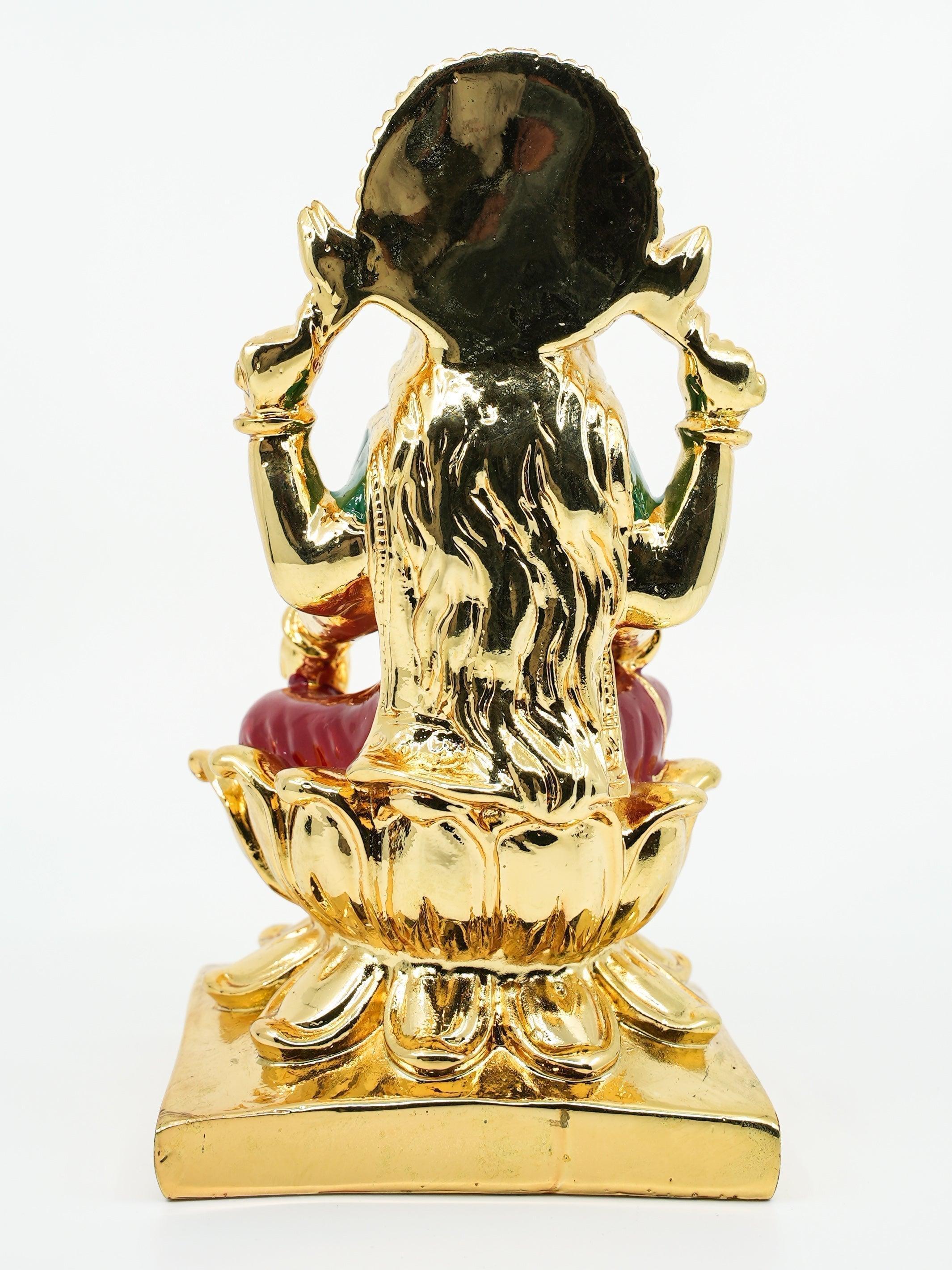 Dhanwantari Laxmi Gold Plated charaspat Marble idol 17.5cm Height - Griiham