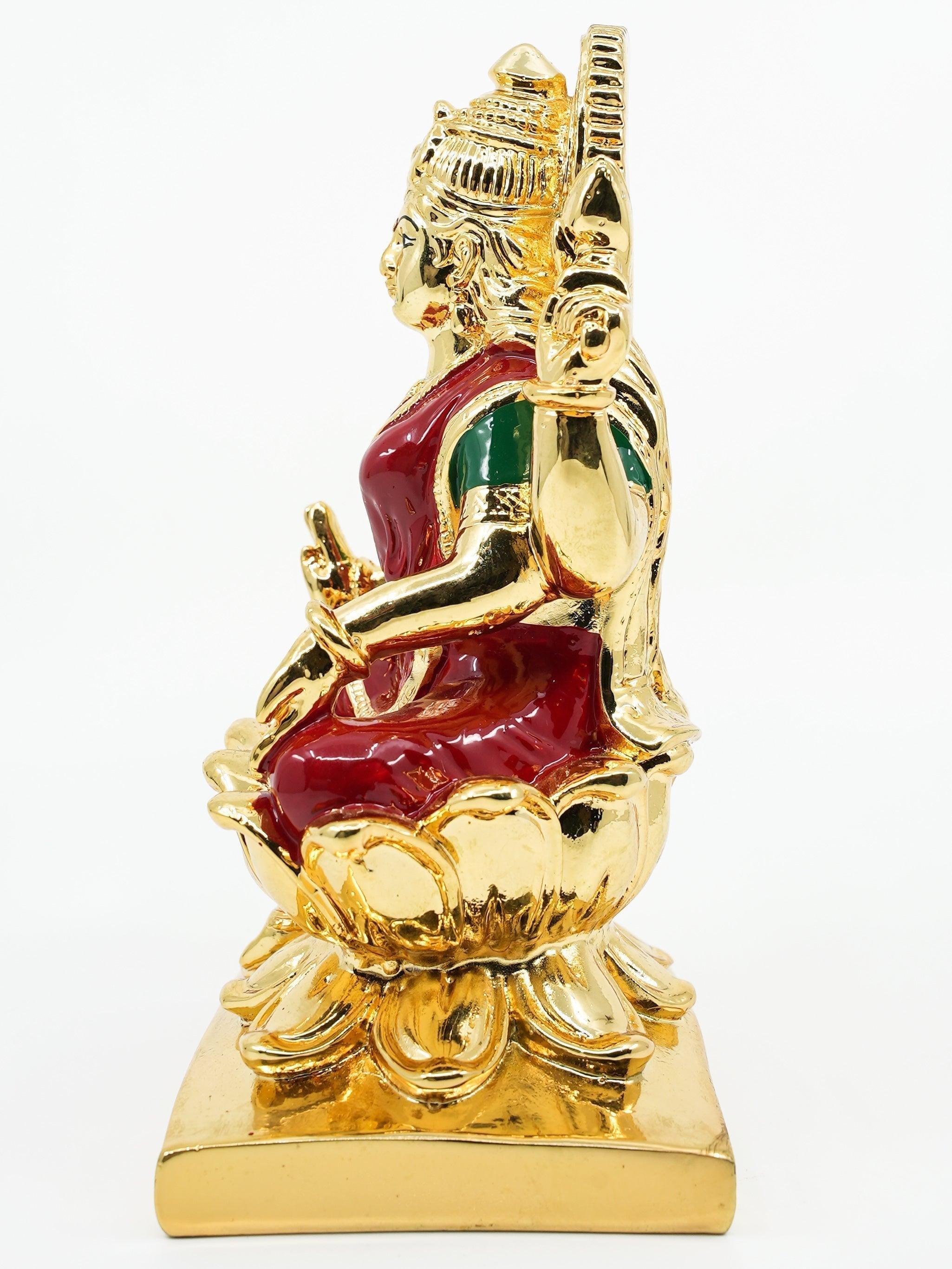 Dhanwantari Laxmi Gold Plated charaspat Marble idol 17.5cm Height - Griiham
