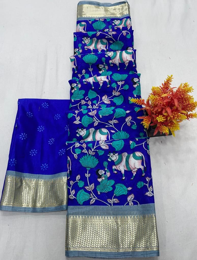 Dola Benny creppy soft smooth Semi-silk Saree With running blouse 15479N