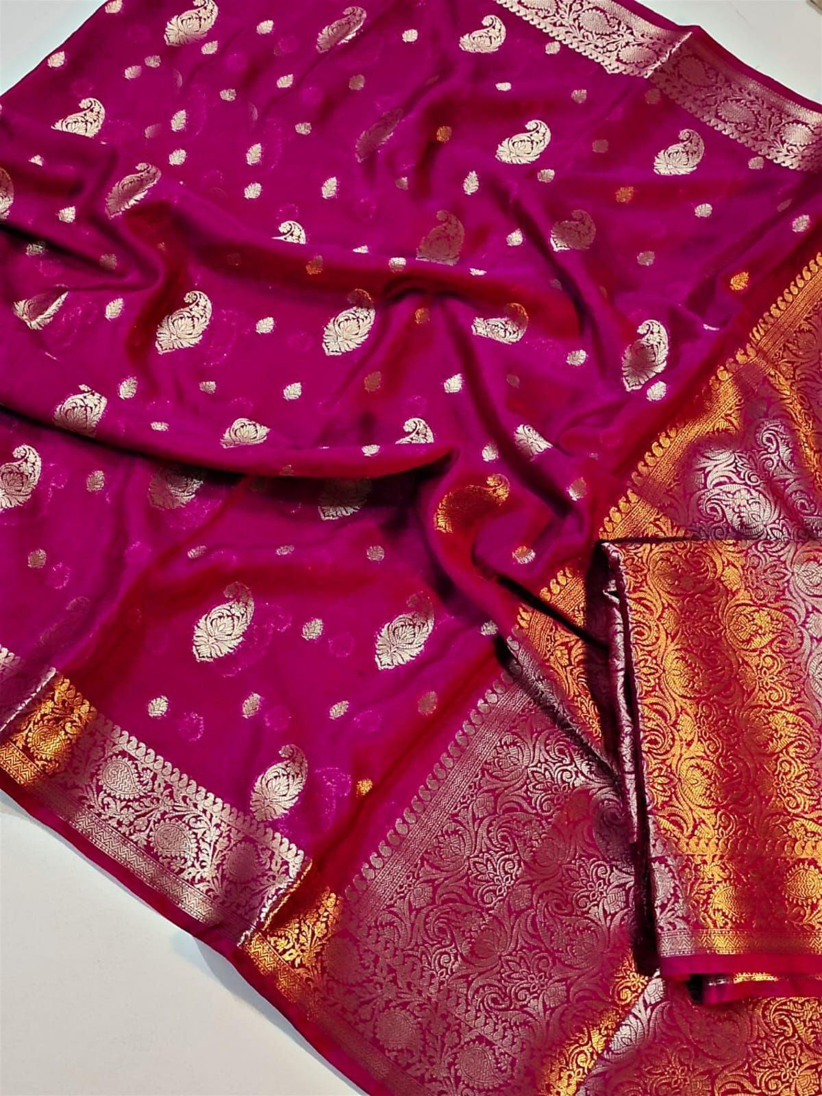 Dola Semi-Silk Fabric With Beautiful Weaving Border Saree 23211N