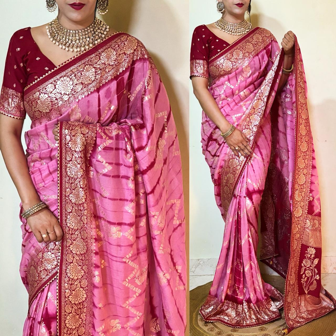 Dola Semi-Silk Fabric With Beautiful Weaving Saree 22339N