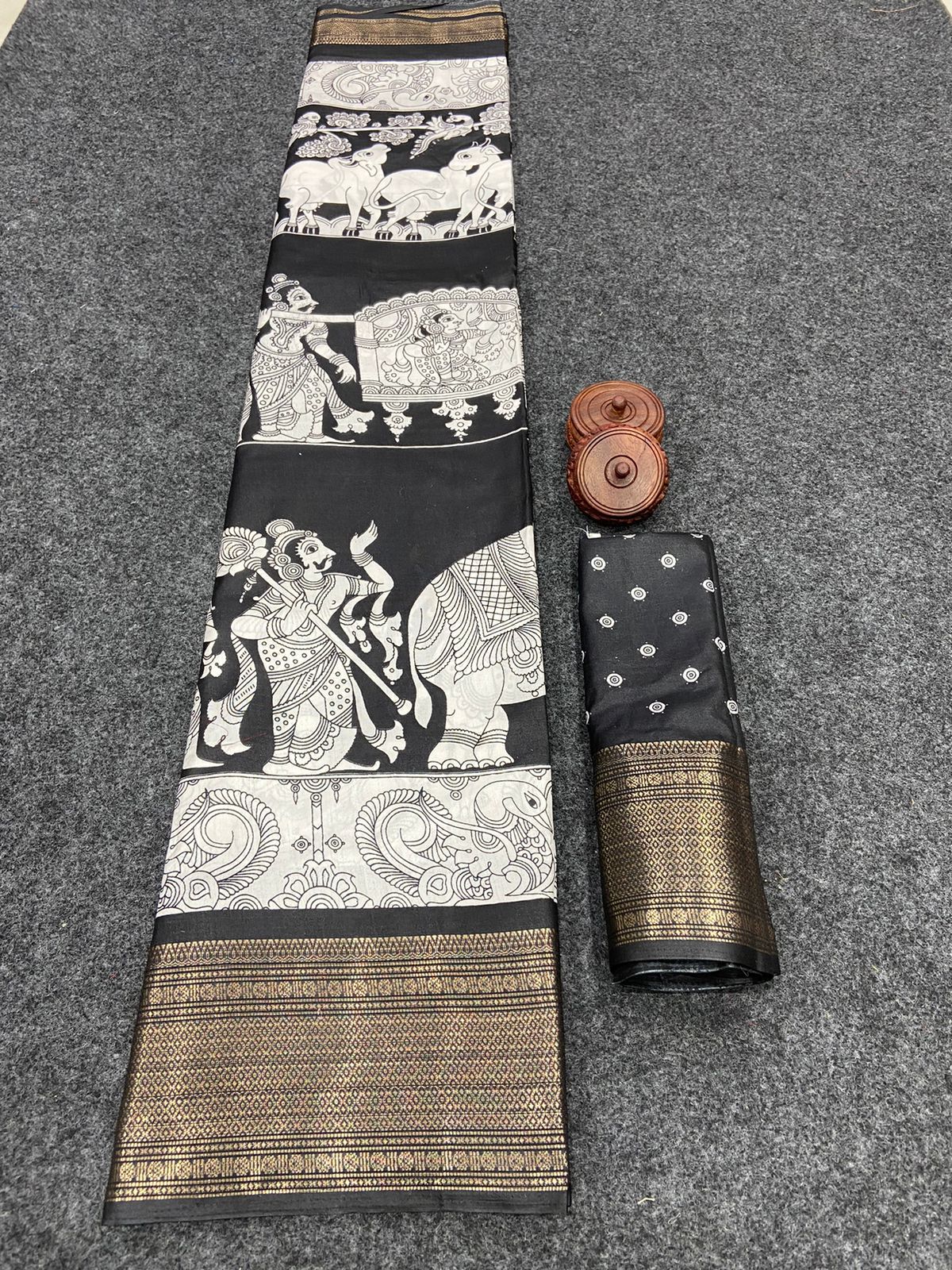 Dola Semi-Silk With Kalamkari Print Saree 22968N