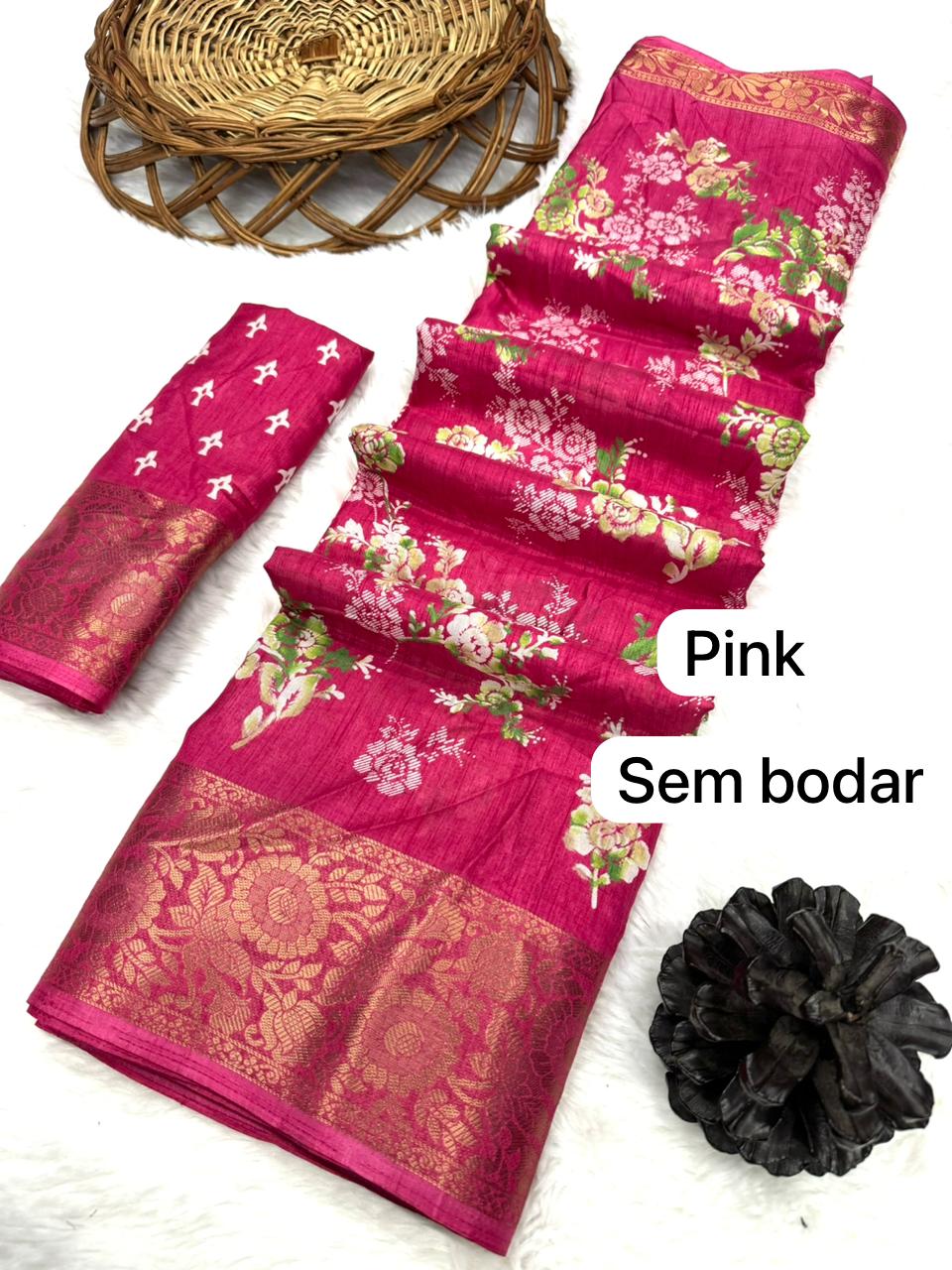 Dola Semi Silk with Jacquard border Saree 22718N