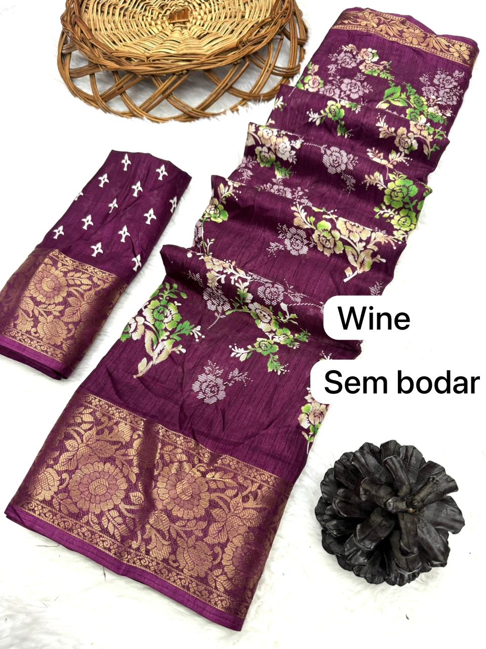 Dola Semi Silk with Jacquard border Saree 22718N