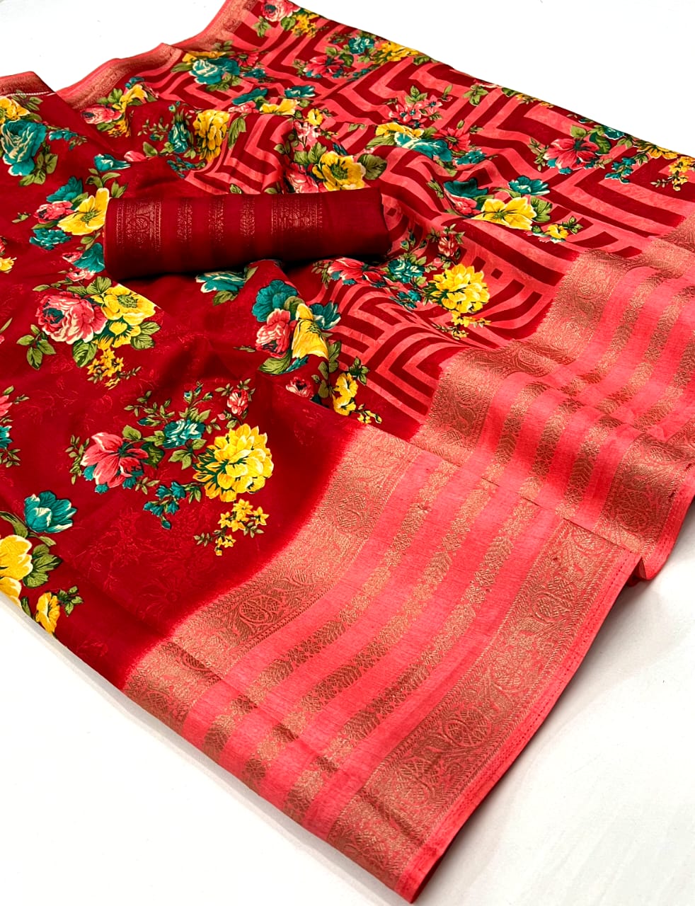 Dola Semi-silk Saree with Jacquard border 23084N