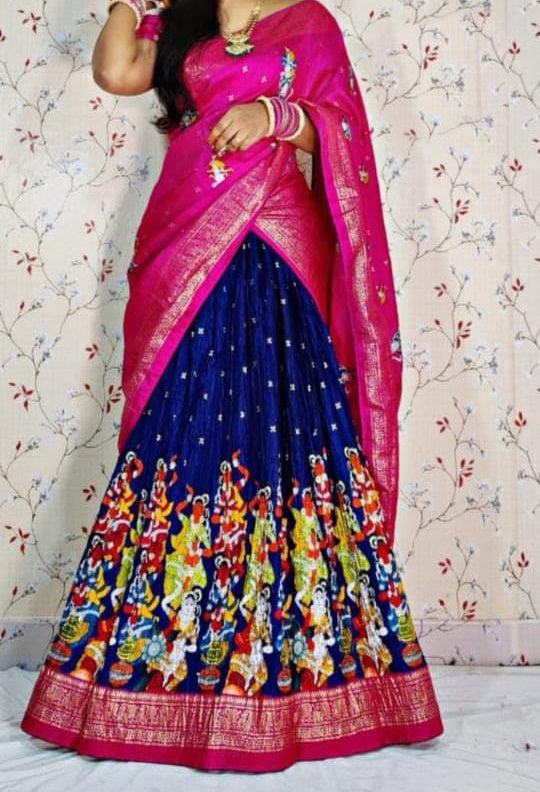 Dola Silk With Khajuri Crushed Lehenga(unstiched blouse) 17280N