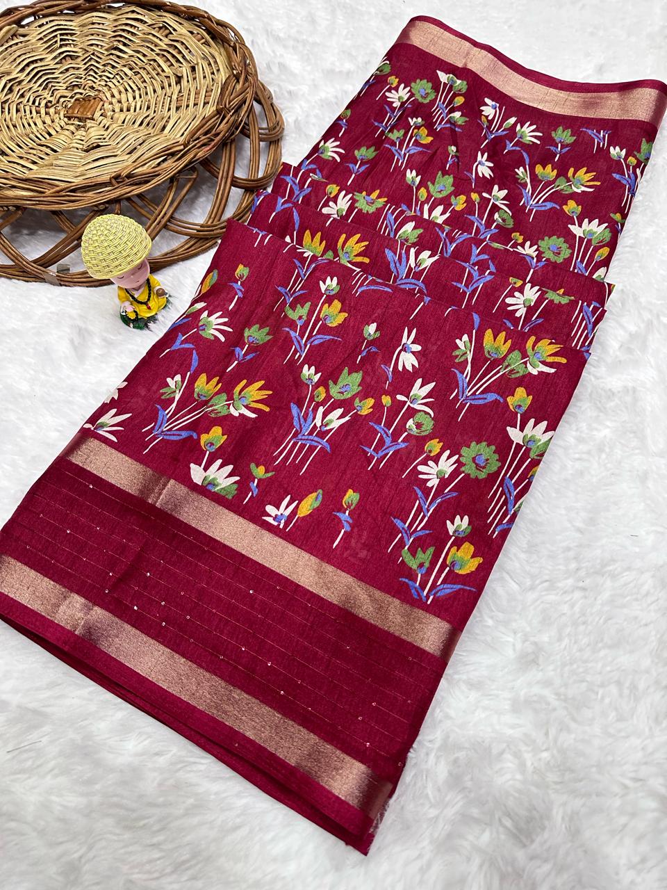 Dola semi-silk saree with running blouse 22624N
