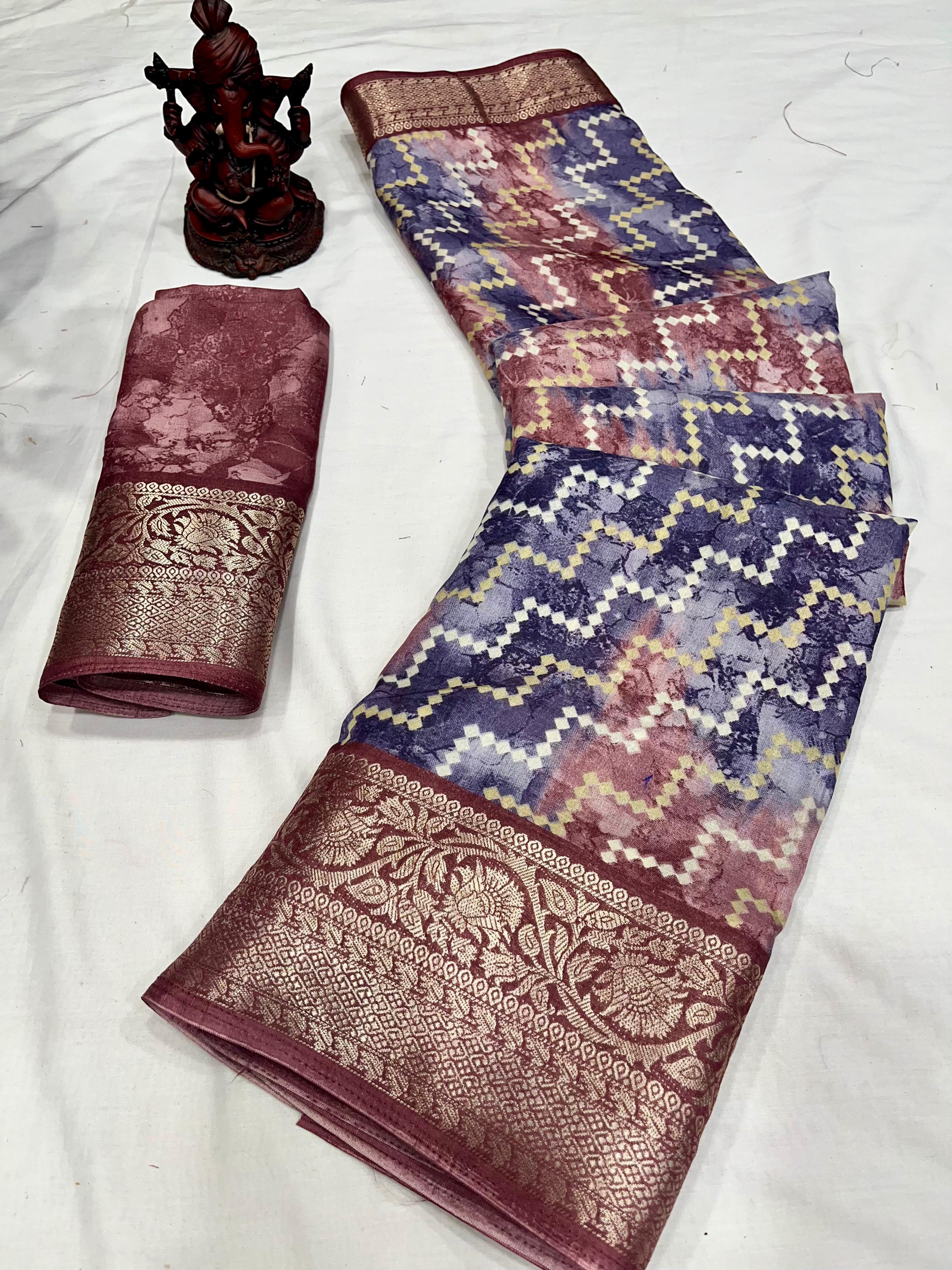 Dola semi-silk with jacquard border saree 19913N