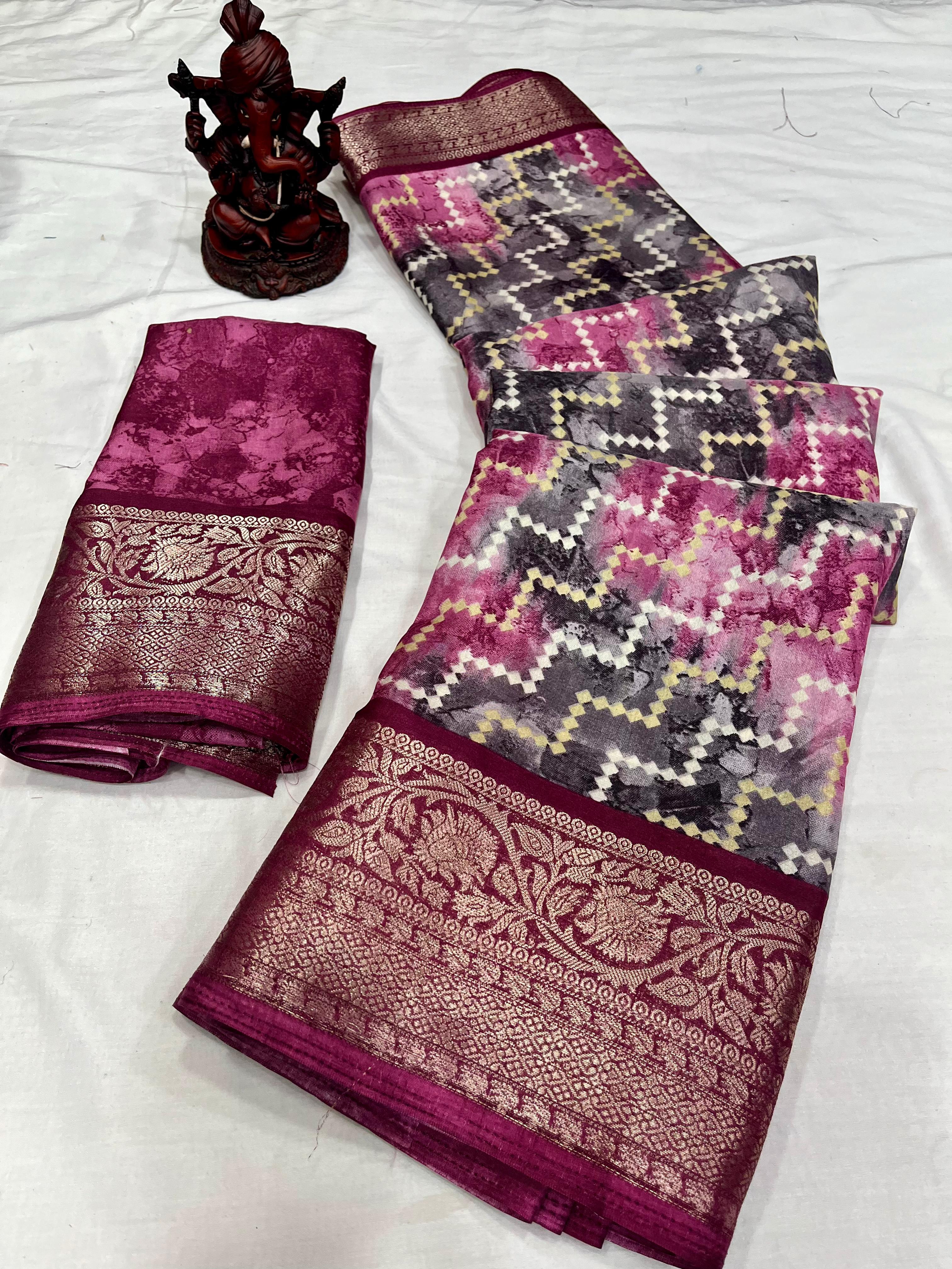 Dola semi-silk with jacquard border saree 19913N