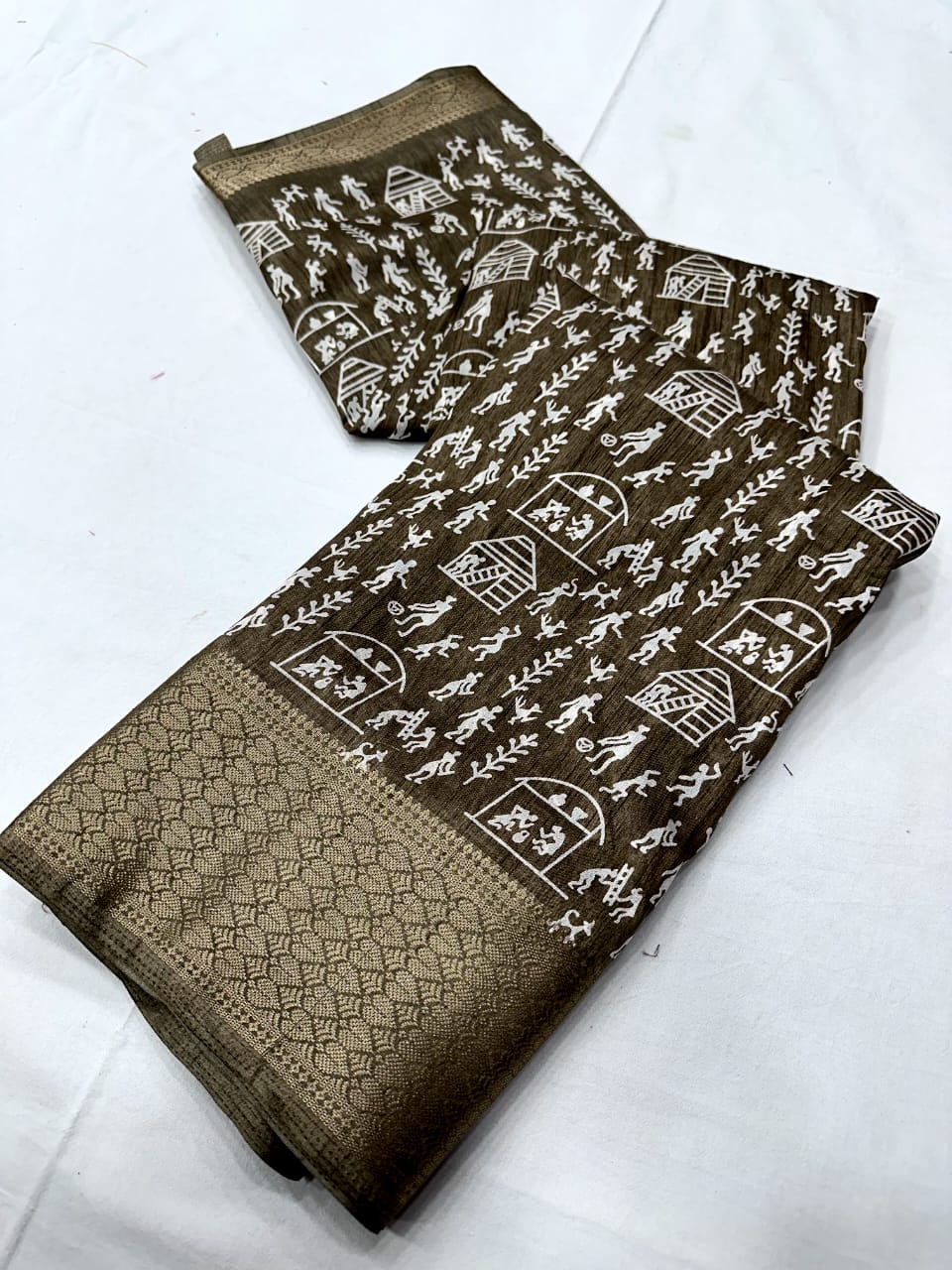 Dola soft semi-silk with heavy Jacquard border saree 21320N