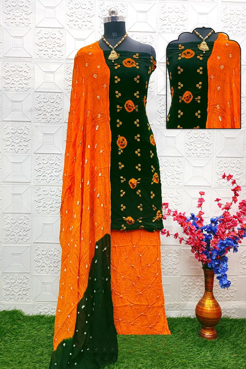 Exclusive Bandhini Dress Material Suit For Women 18032N