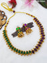Exclusive Gold Plated Reversible (Purple and Green) AD Necklace Set 10356N