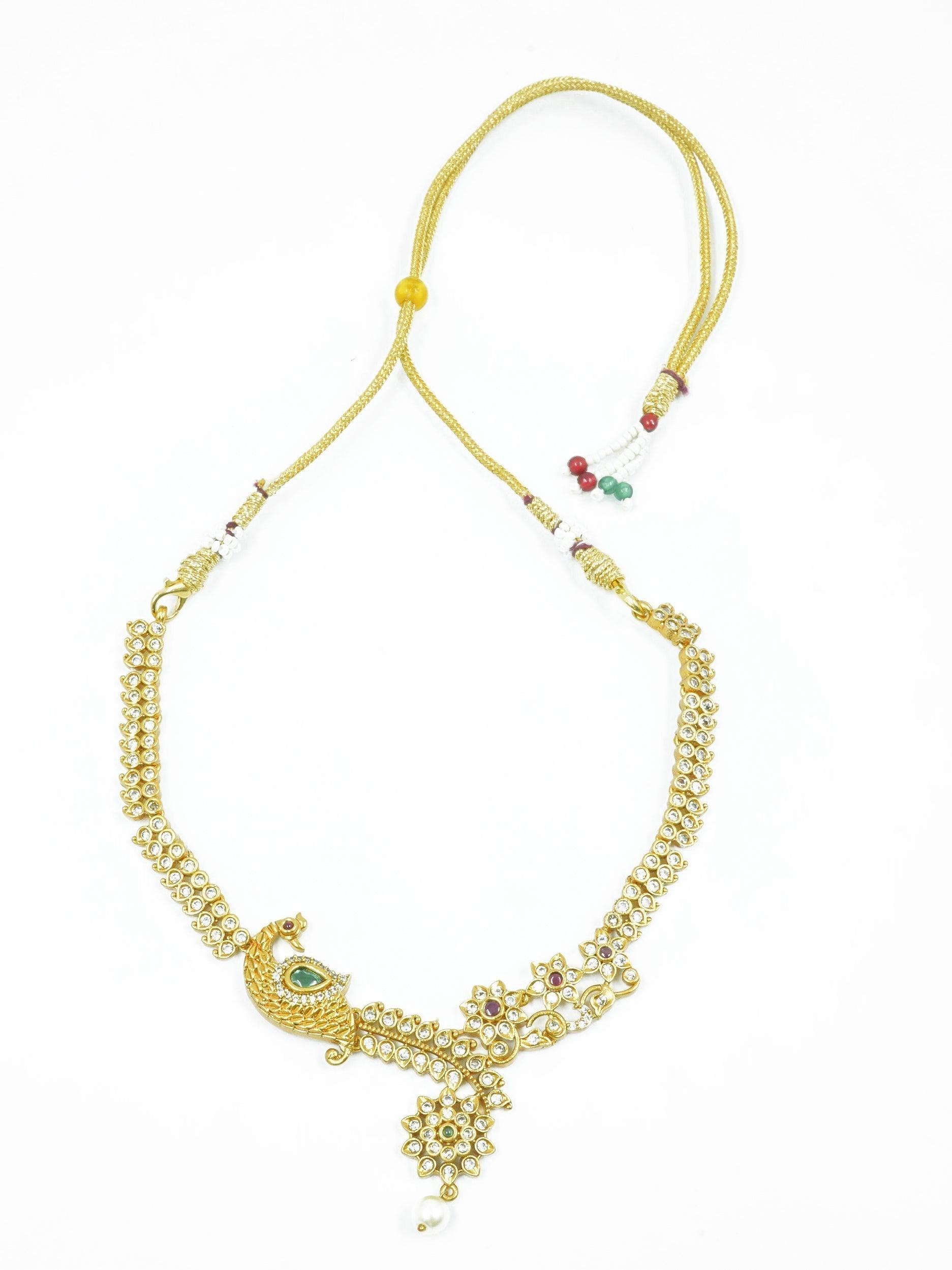Exclusive Multi Colour designer Gold Plated Peacock Necklace set 12868N - Griiham