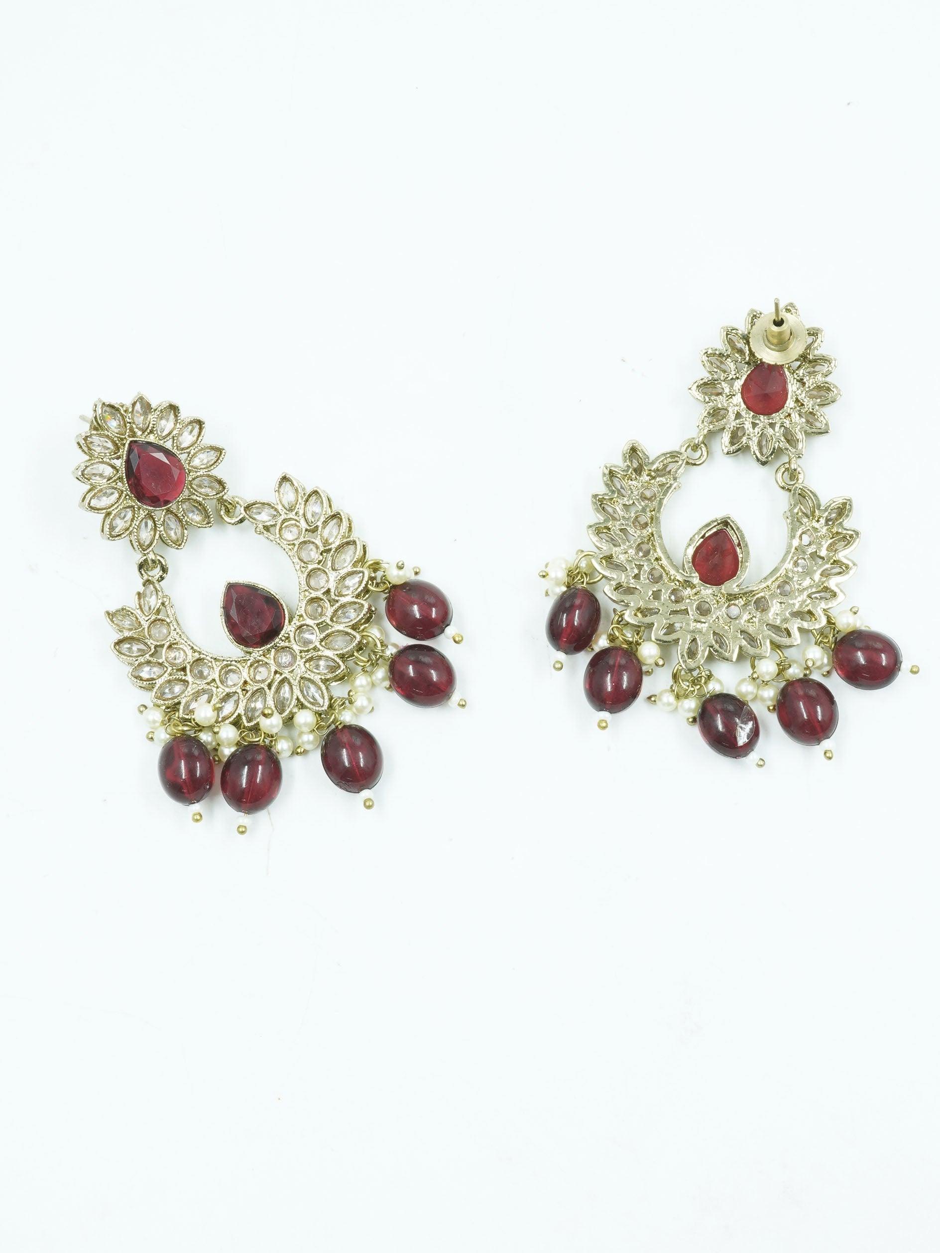 Faint Gold finish Earring Dangler with Maang Tikka - Griiham