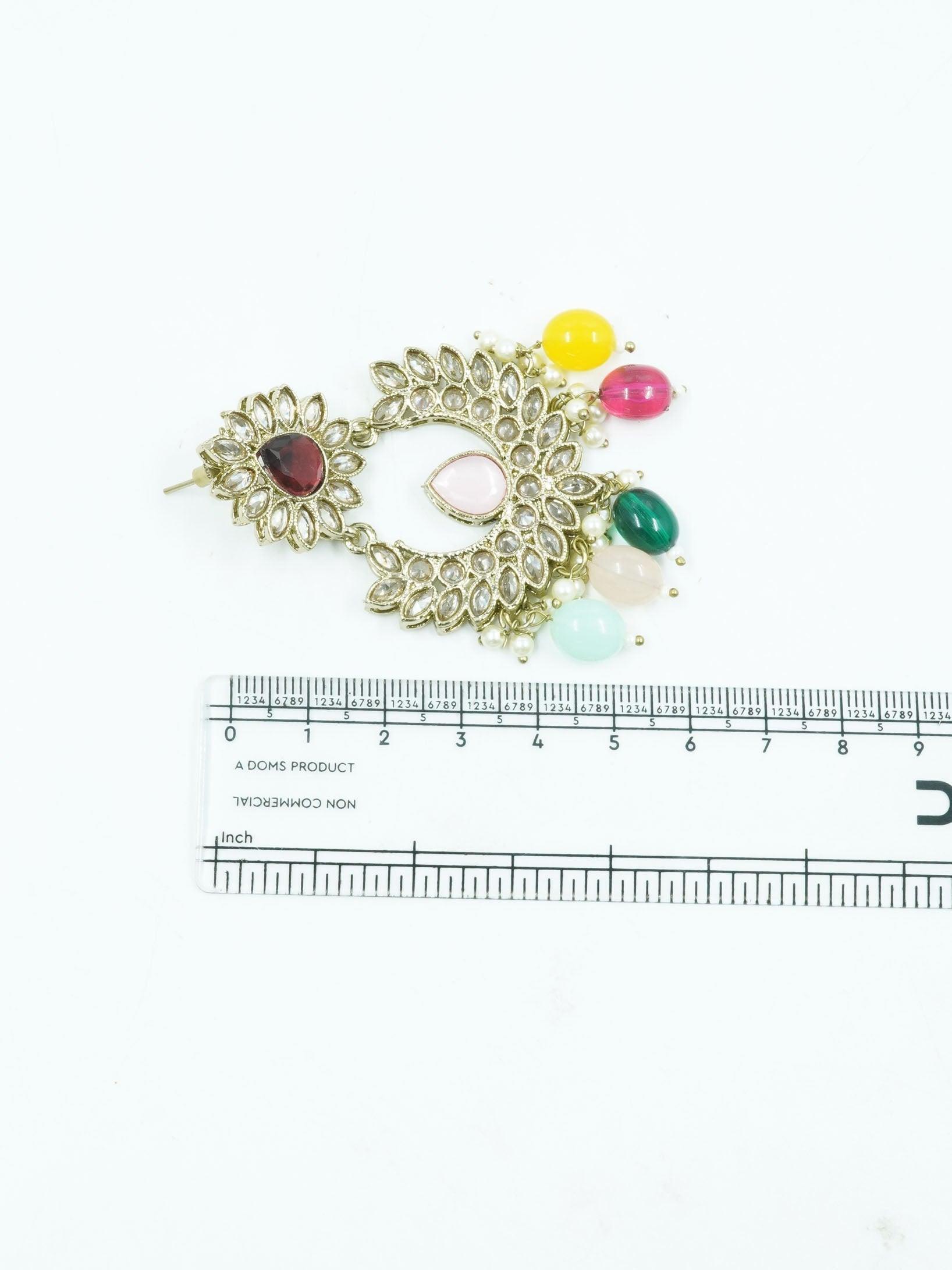 Faint Gold finish Earring Dangler with Maang Tikka - Griiham