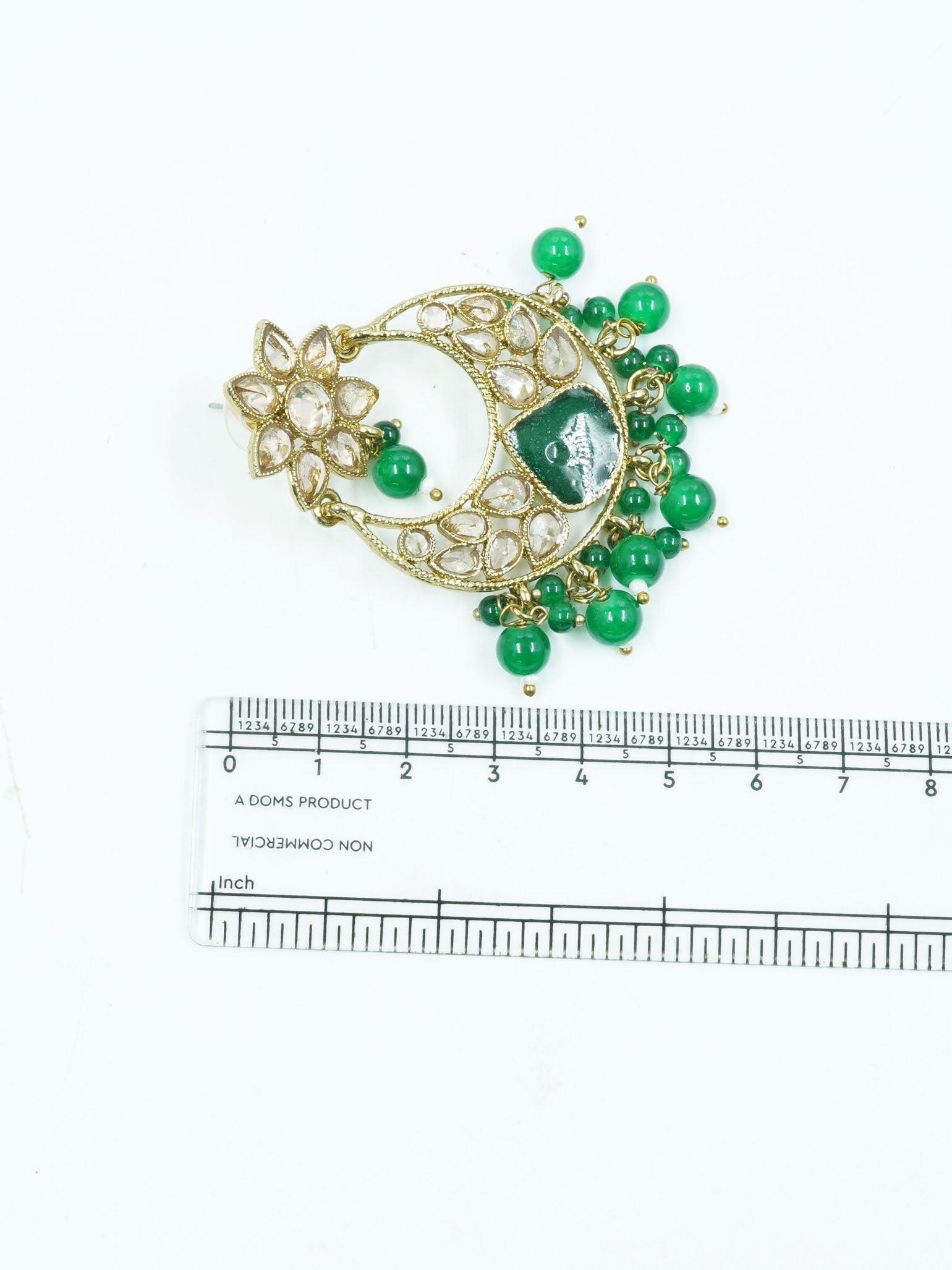 Faint Gold finish Earring Dangler with Maang Tikka - Griiham